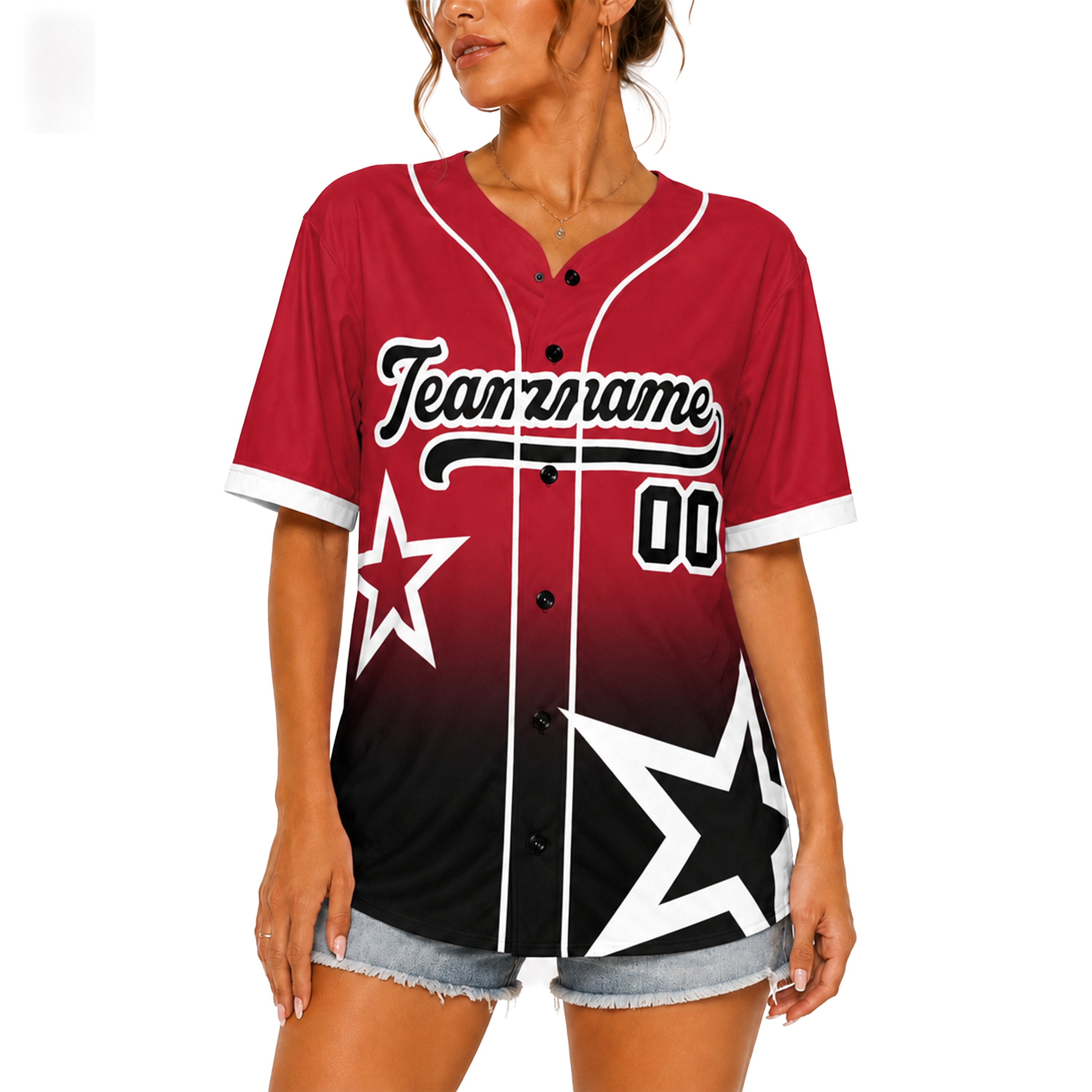 Custom Star Design Baseball Jersey Cherry and Black with Piping - Design Your Own