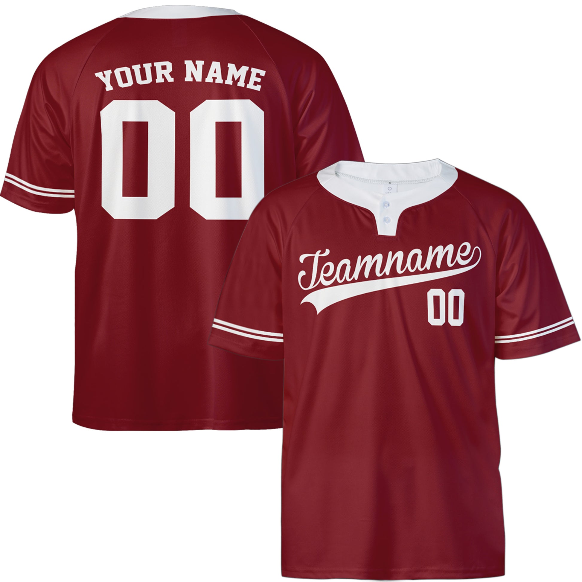 Custom Two Button Softball Jersey Maroon and White – Design Your Own