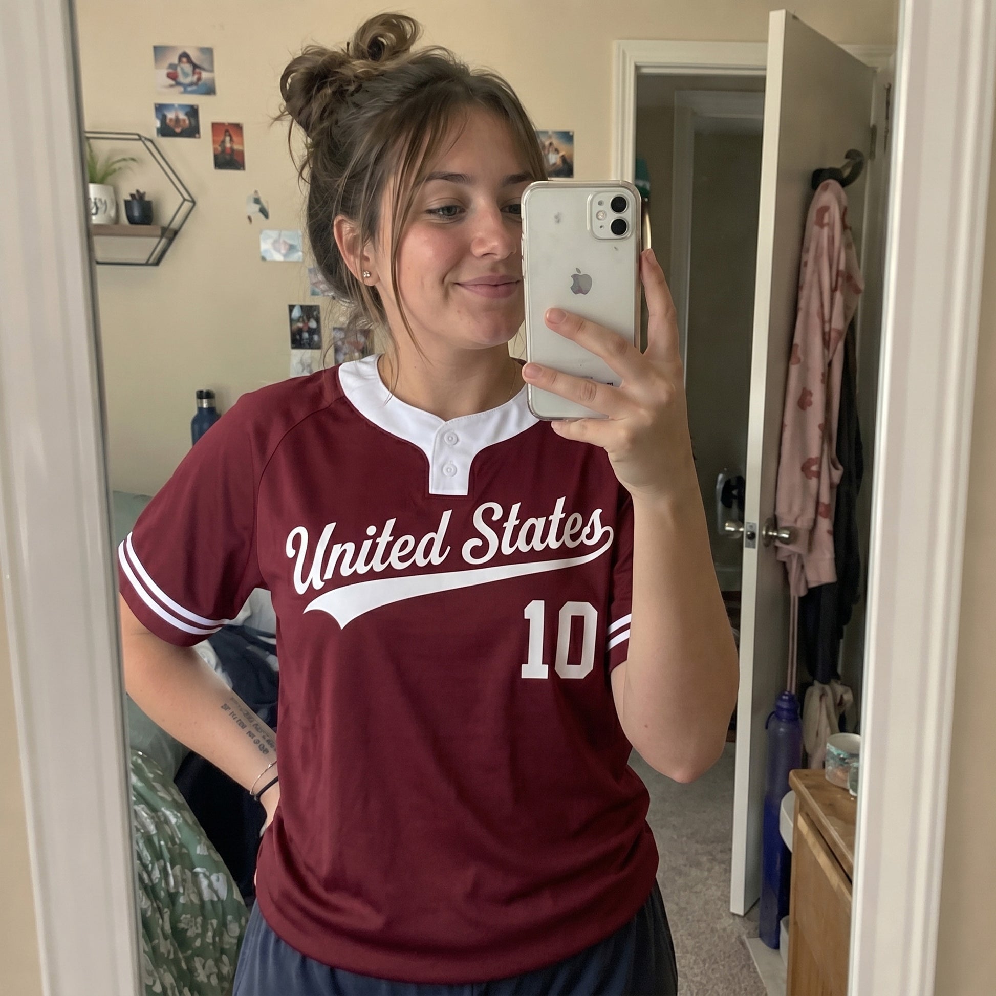 Custom Two Button Softball Jersey Maroon and White – Design Your Own