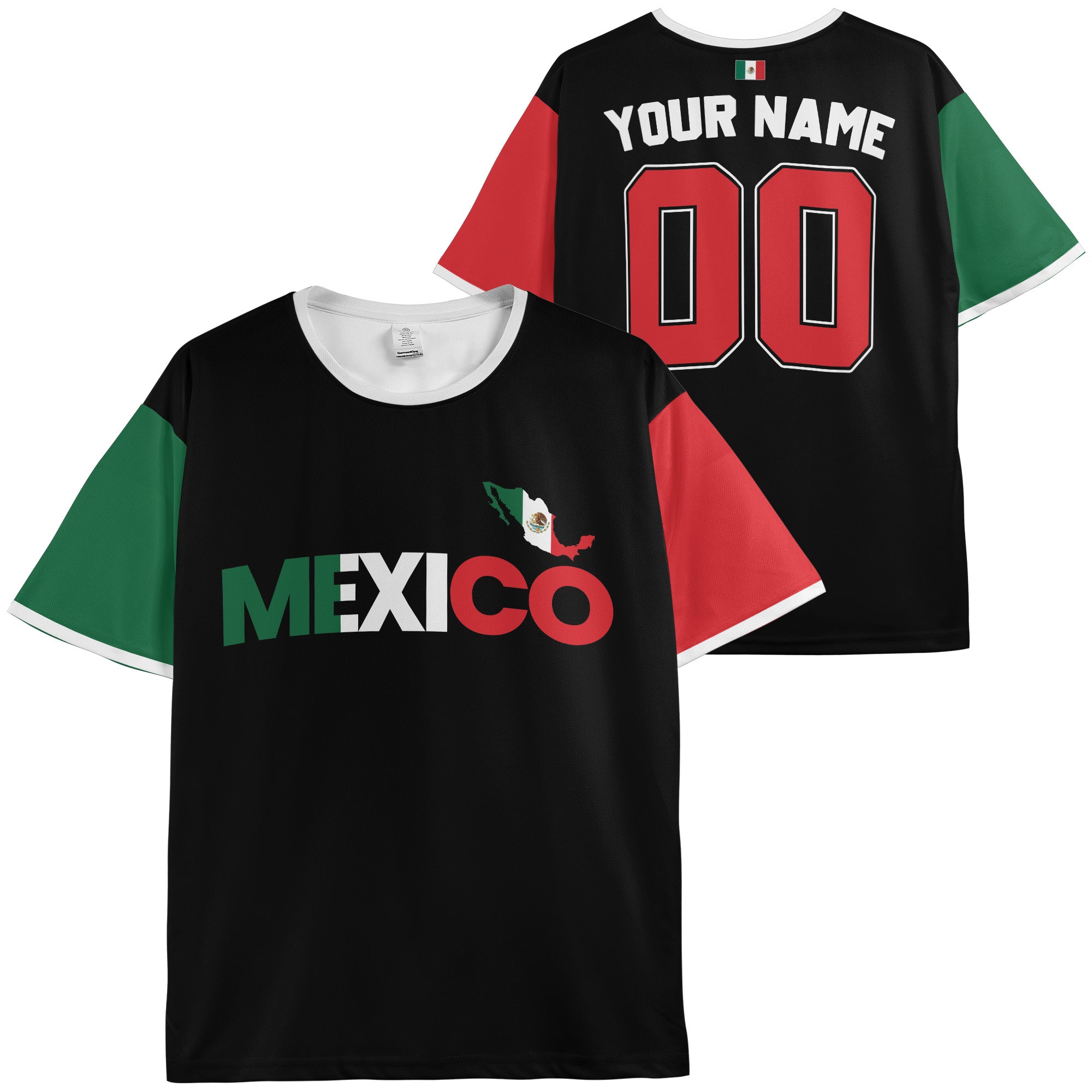 Custom Mexico Soccer Jersey Mexican Fan Split Flag - Personalized Name Number