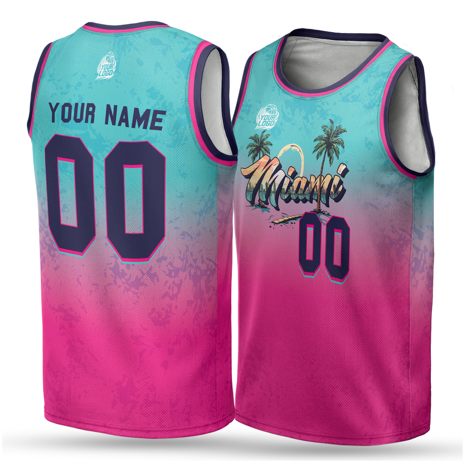 Custom City Basketball Jersey Miami Design - Add Your Name and Number