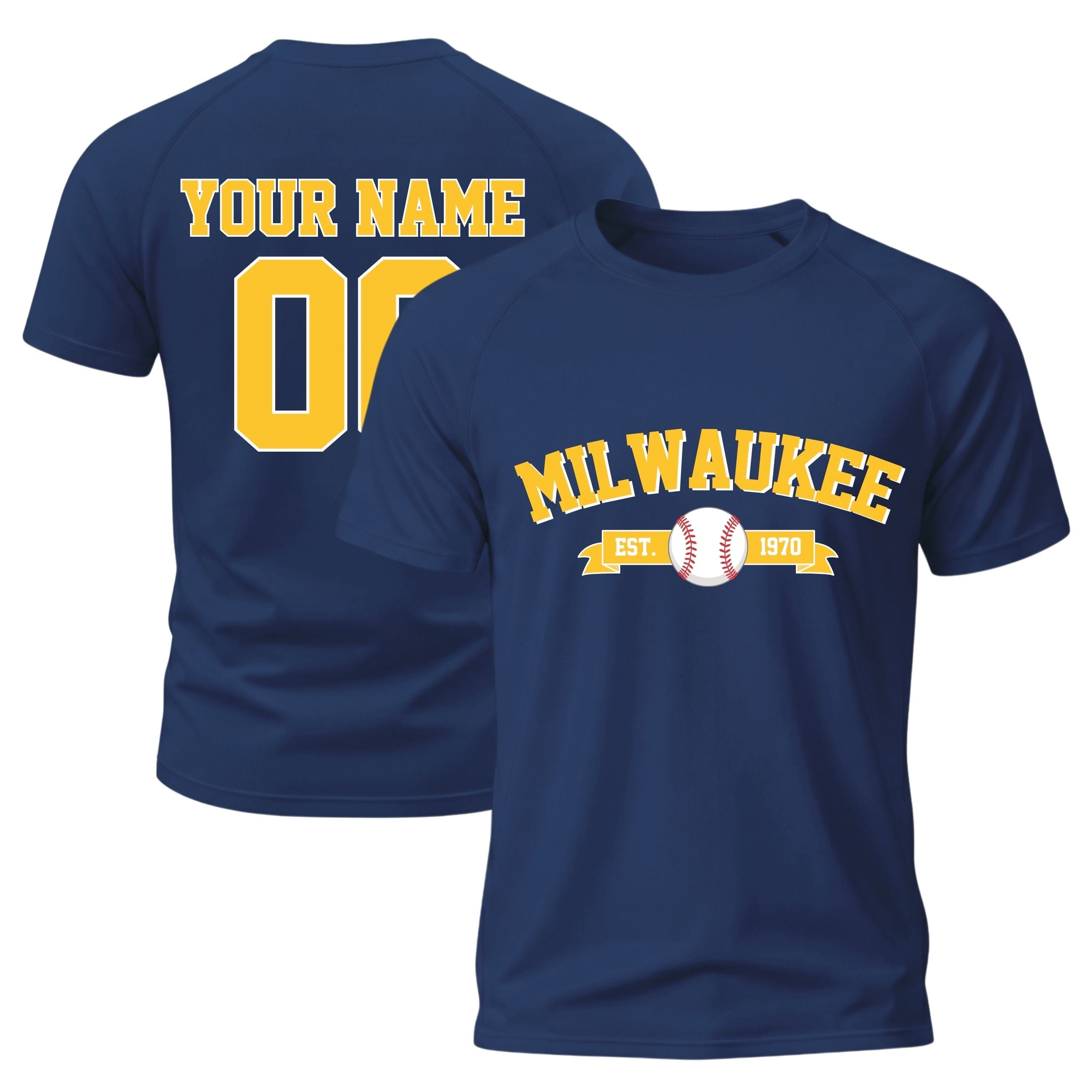 Custom City T-Shirt Baseball Style Milwaukee - Personalized Name Number