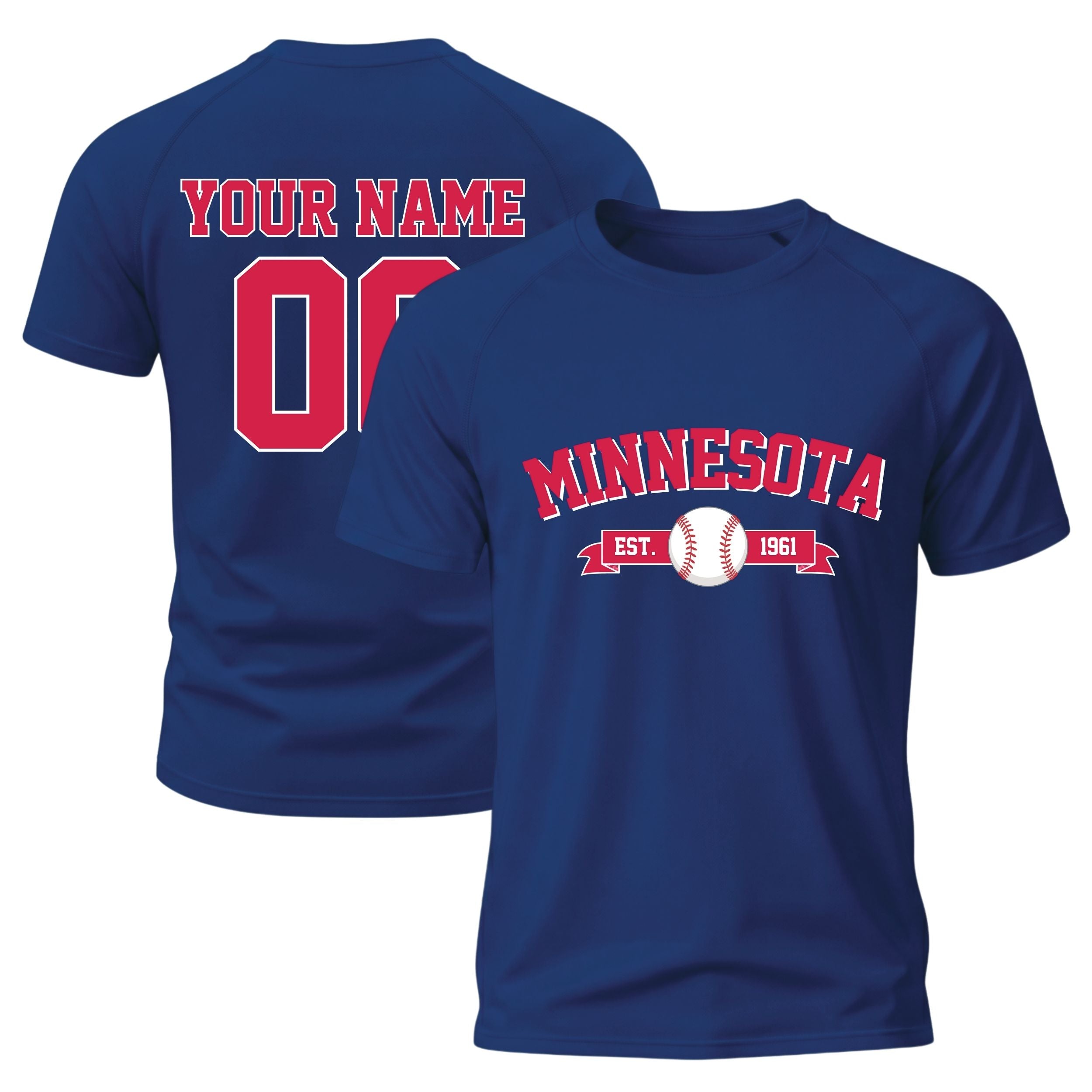 Custom City T-Shirt Baseball Style Minnesota - Personalized Name Number