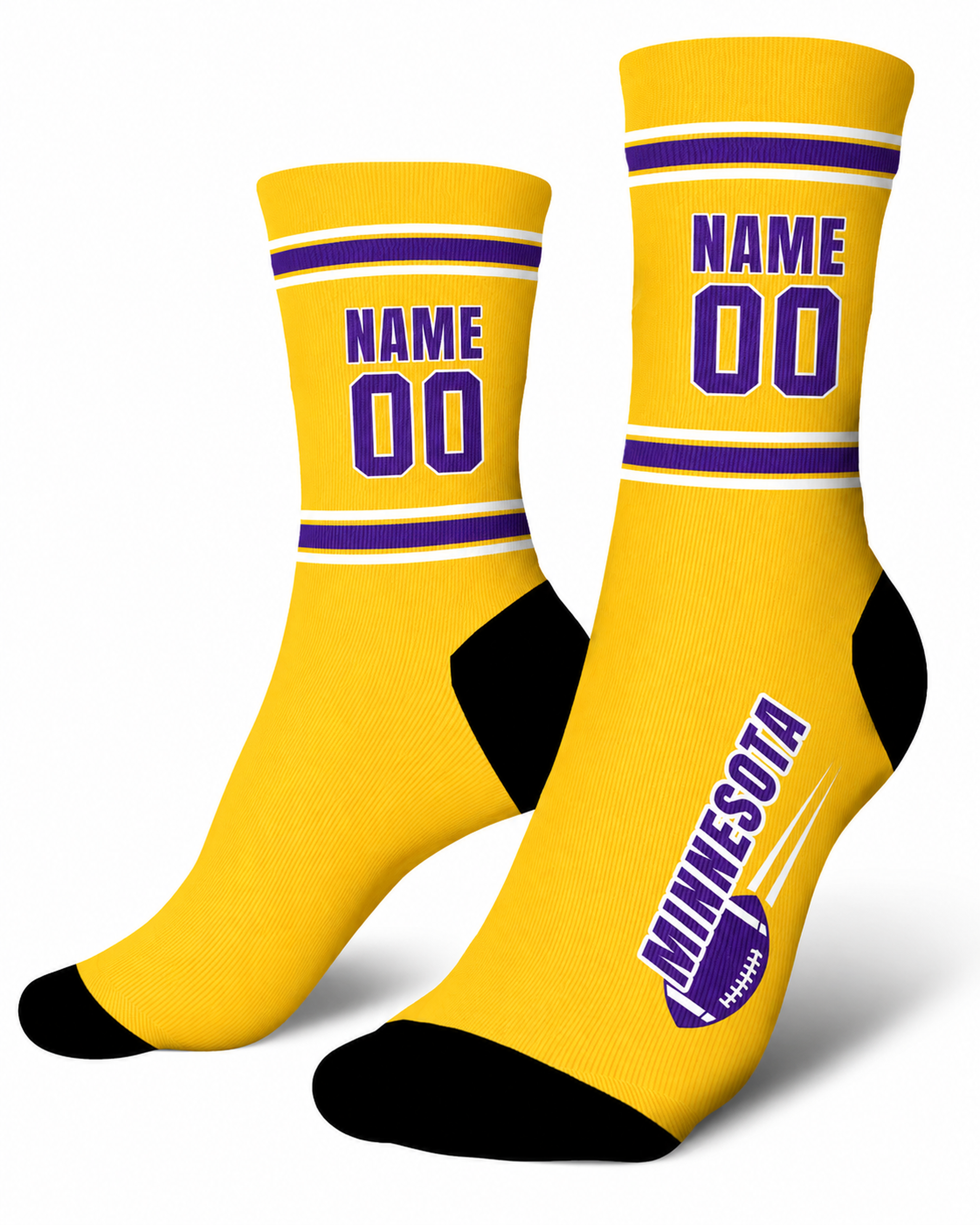 Custom City Sports Socks Minnesota Yellow - Personalized Name Number
