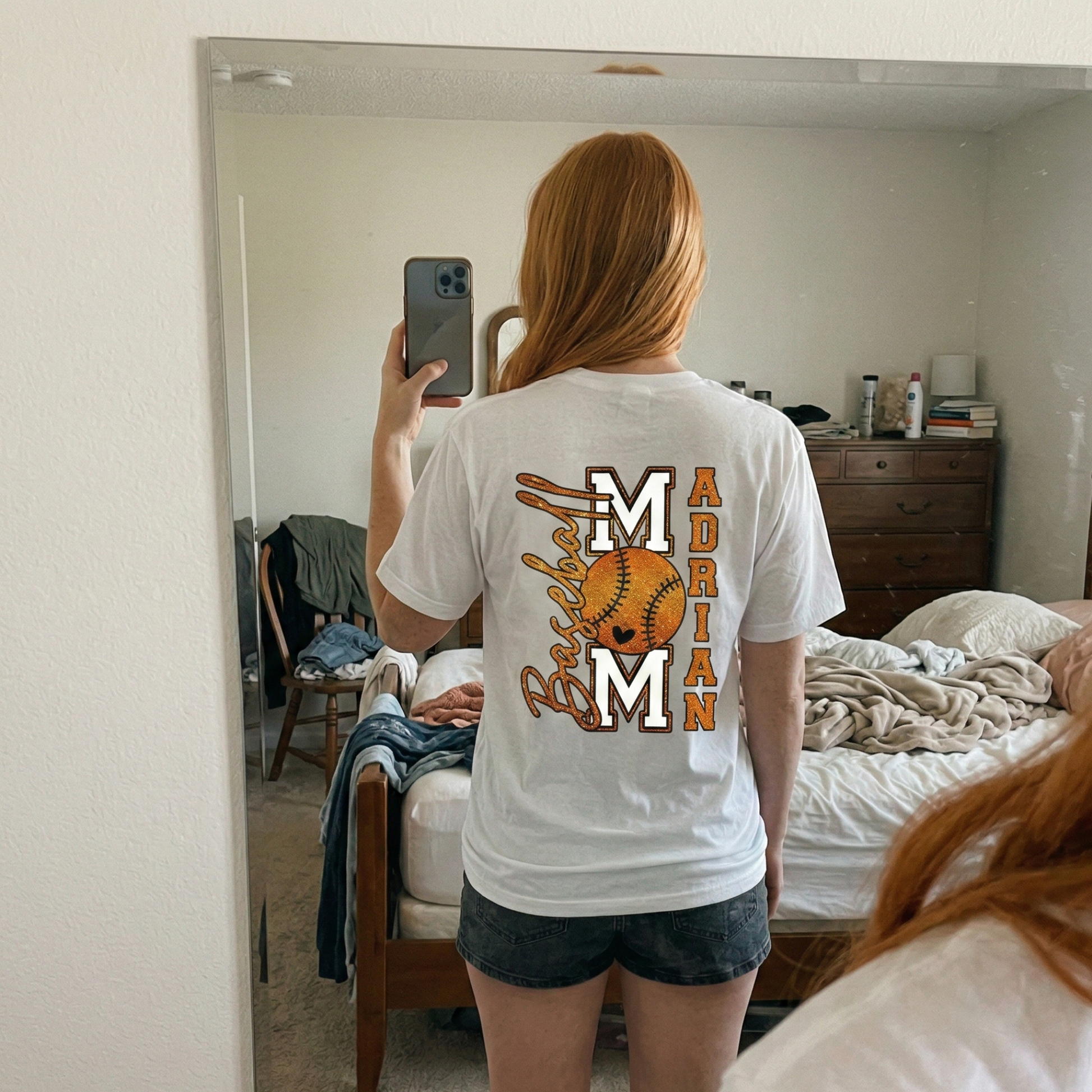Custom T-Shirt Baseball Mom Design Black - Personalized Name