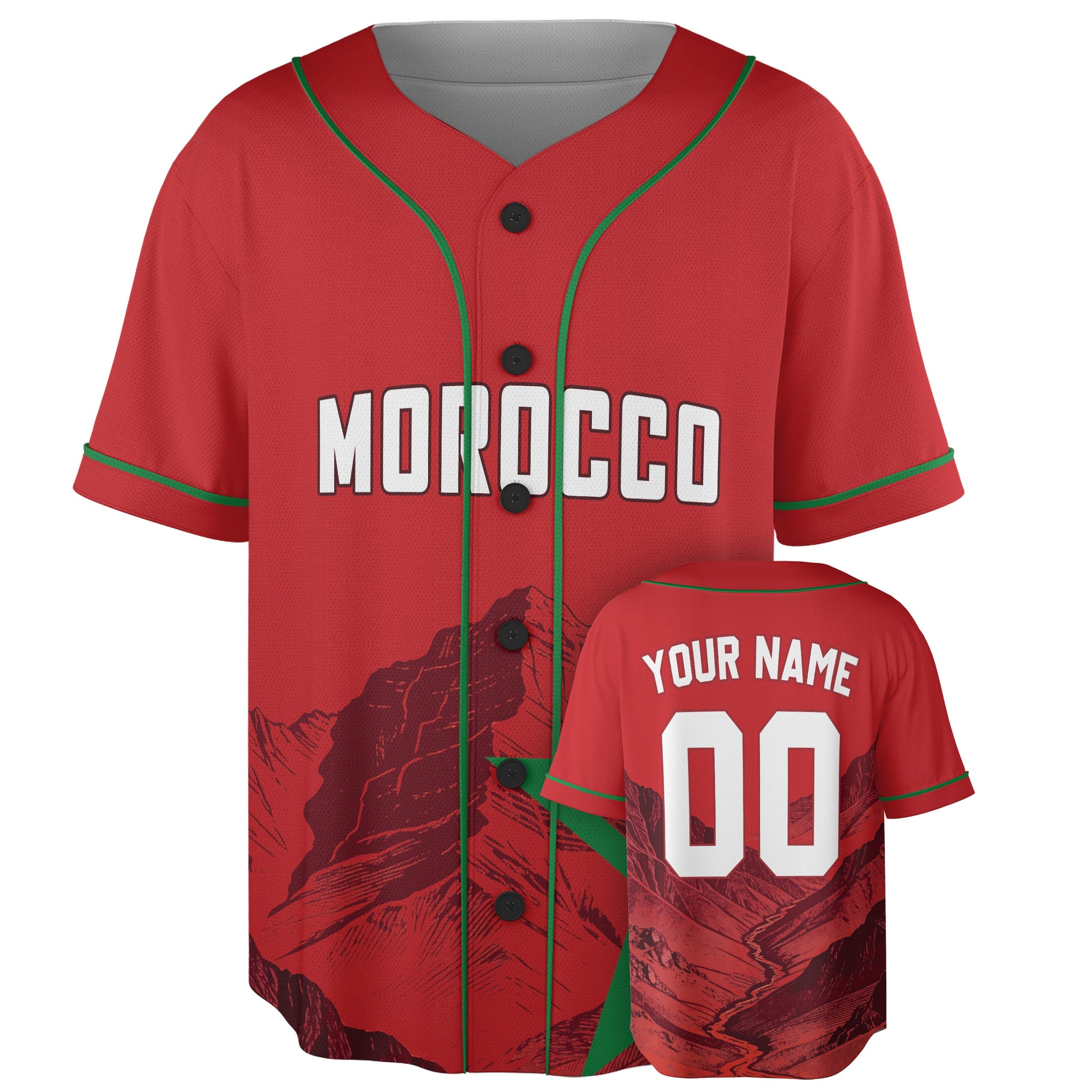 Custom Morocco Baseball Jersey Moroccan Fan Mountains – Personalized Name Number