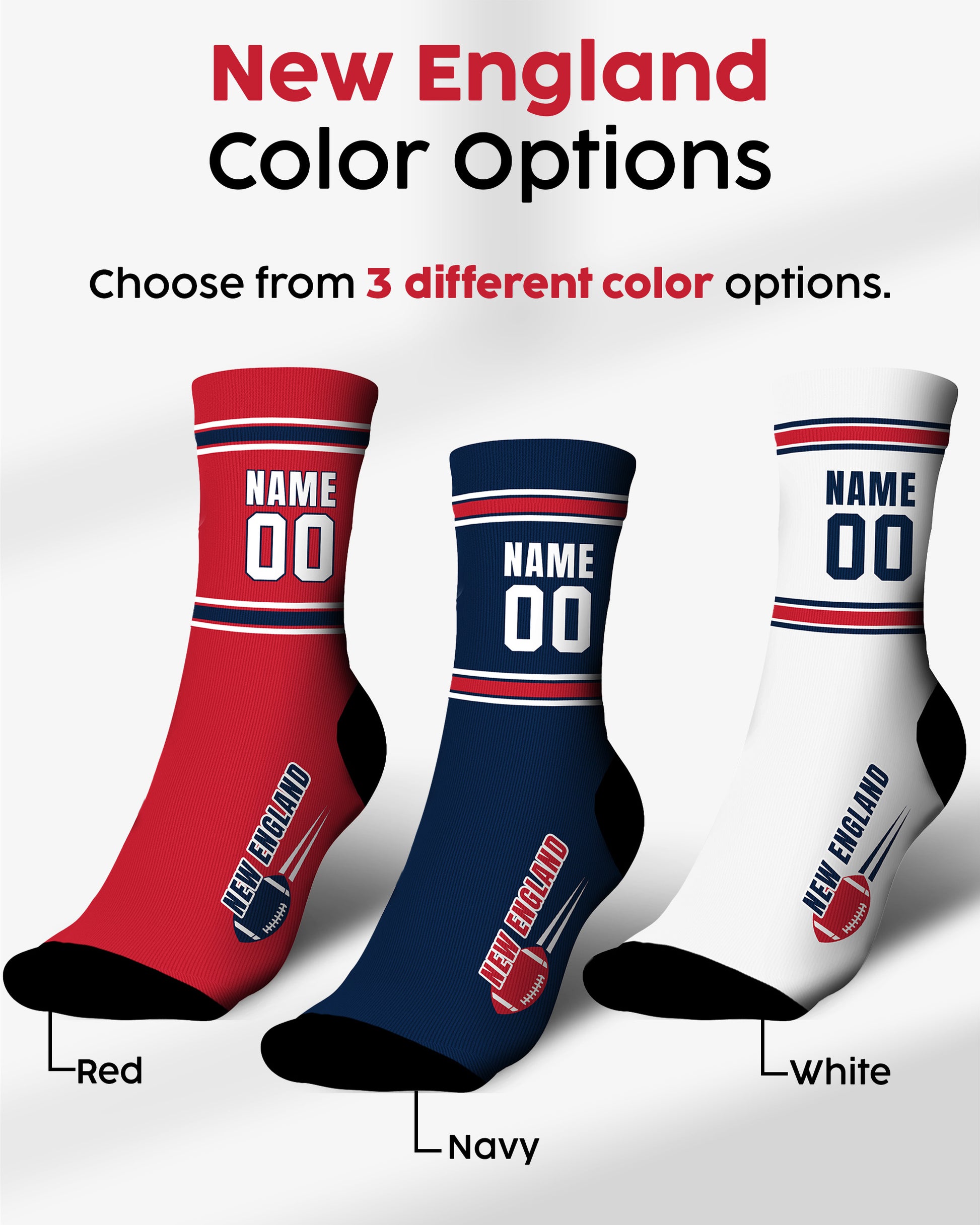 Custom City Sports Socks New England Navy - Personalized Name Number