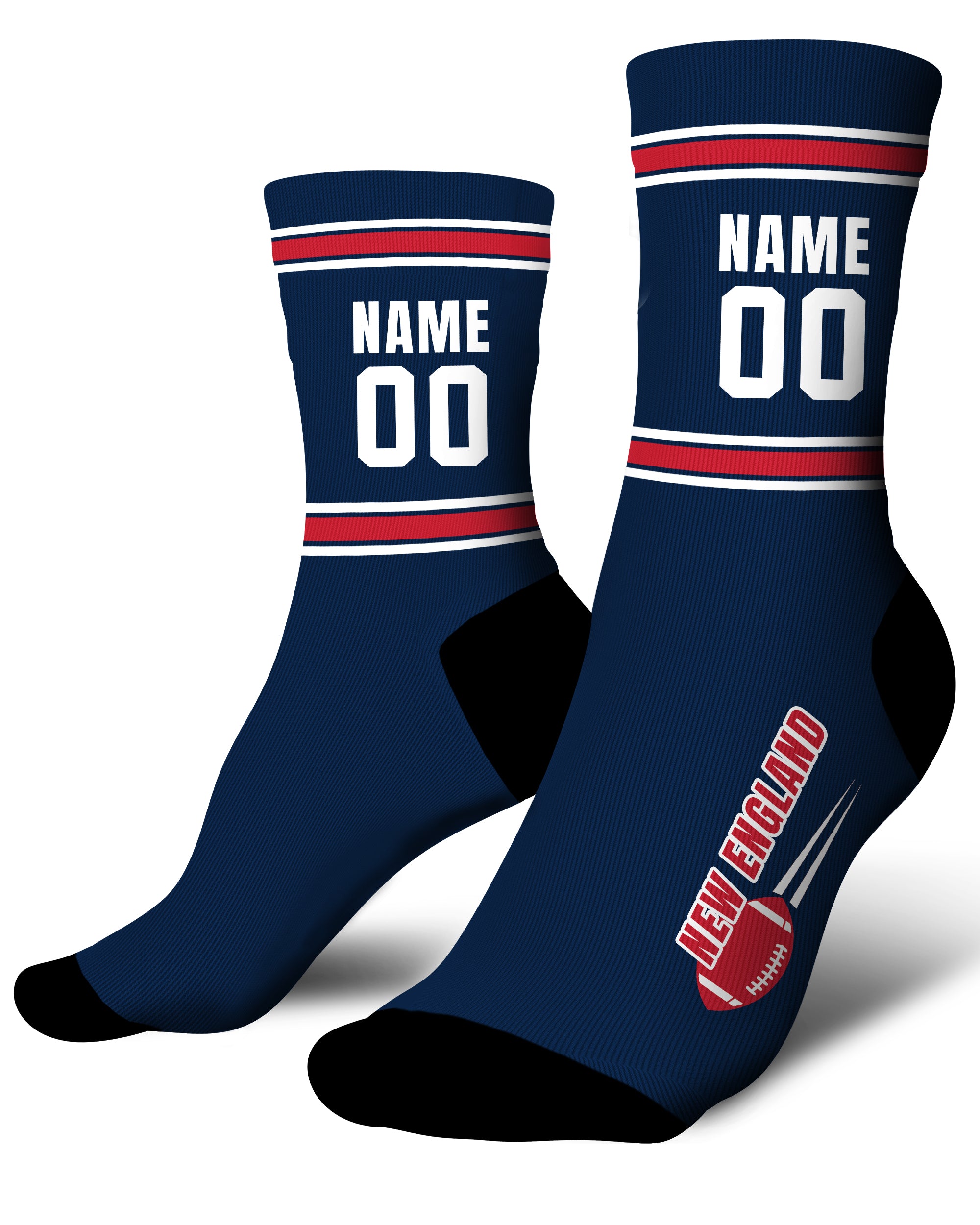 Custom City Sports Socks New England Navy - Personalized Name Number