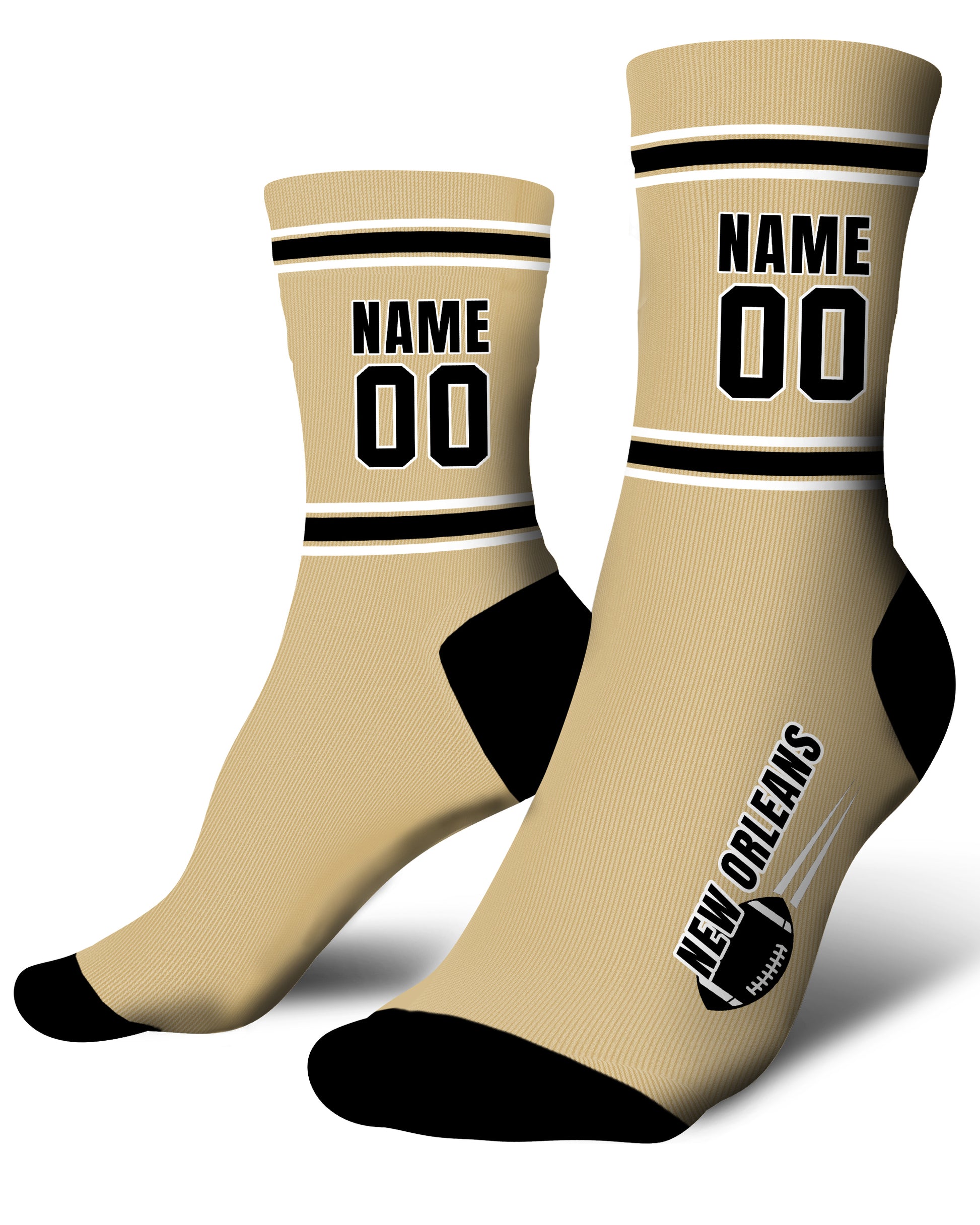 Custom City Sports Socks New Orleans Cream - Personalized Name Number