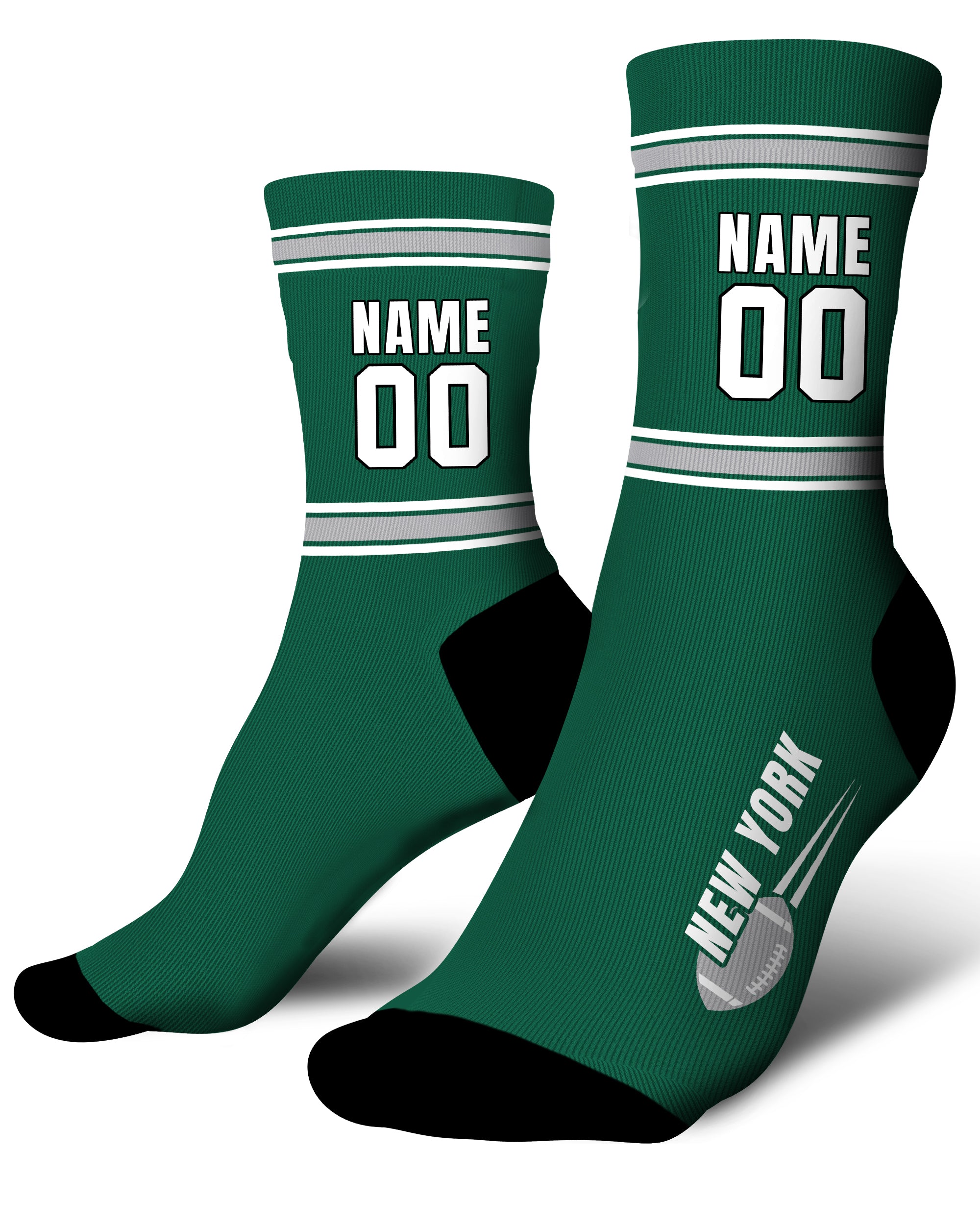 Custom City Sports Socks New York J Green - Personalized Name Number