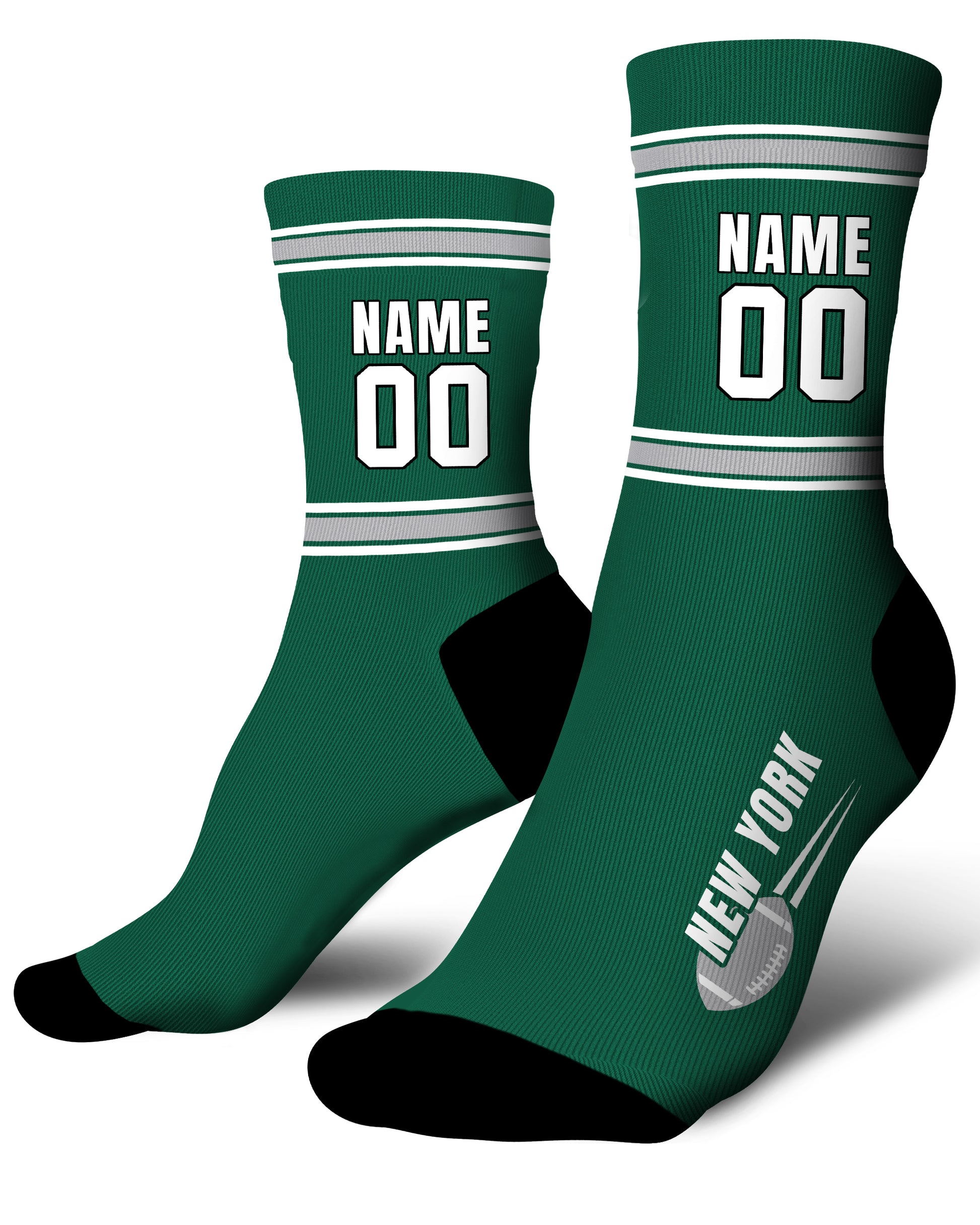 Custom City Sports Socks New York J Green - Personalized Name Number