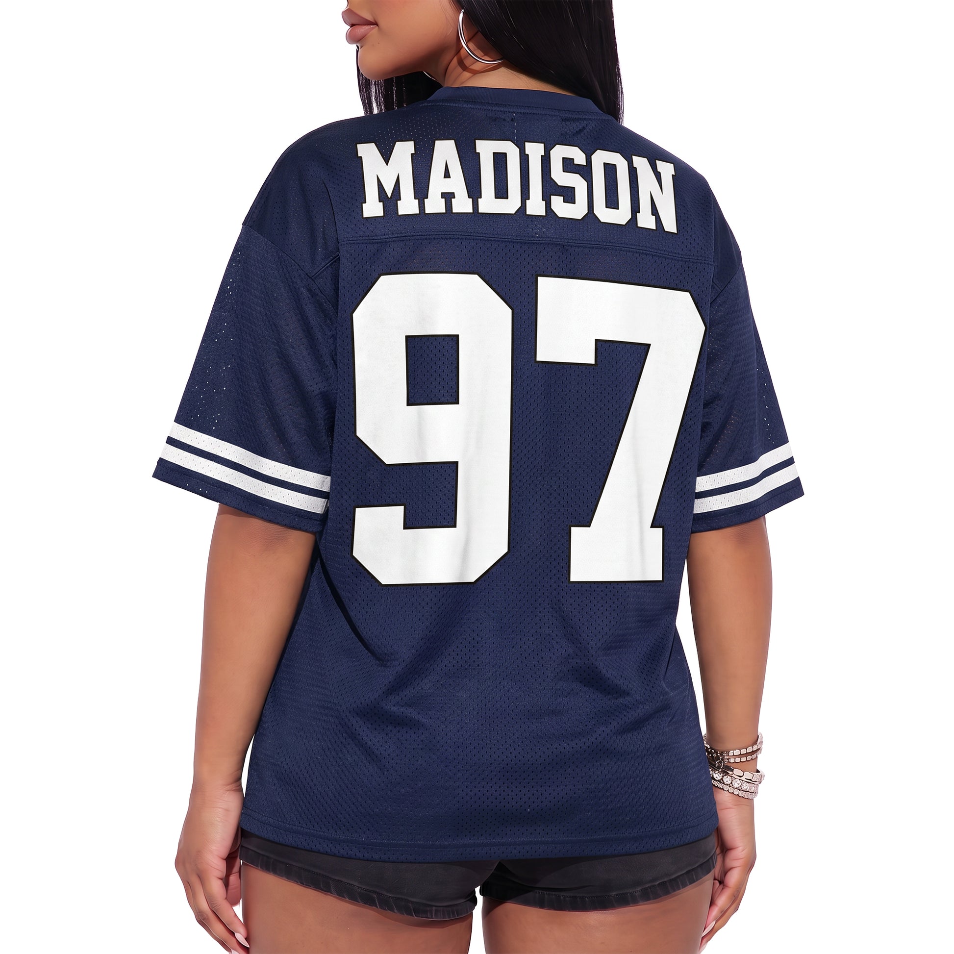 Custom Drop Shoulder Football Jersey Navy - Design Your Own