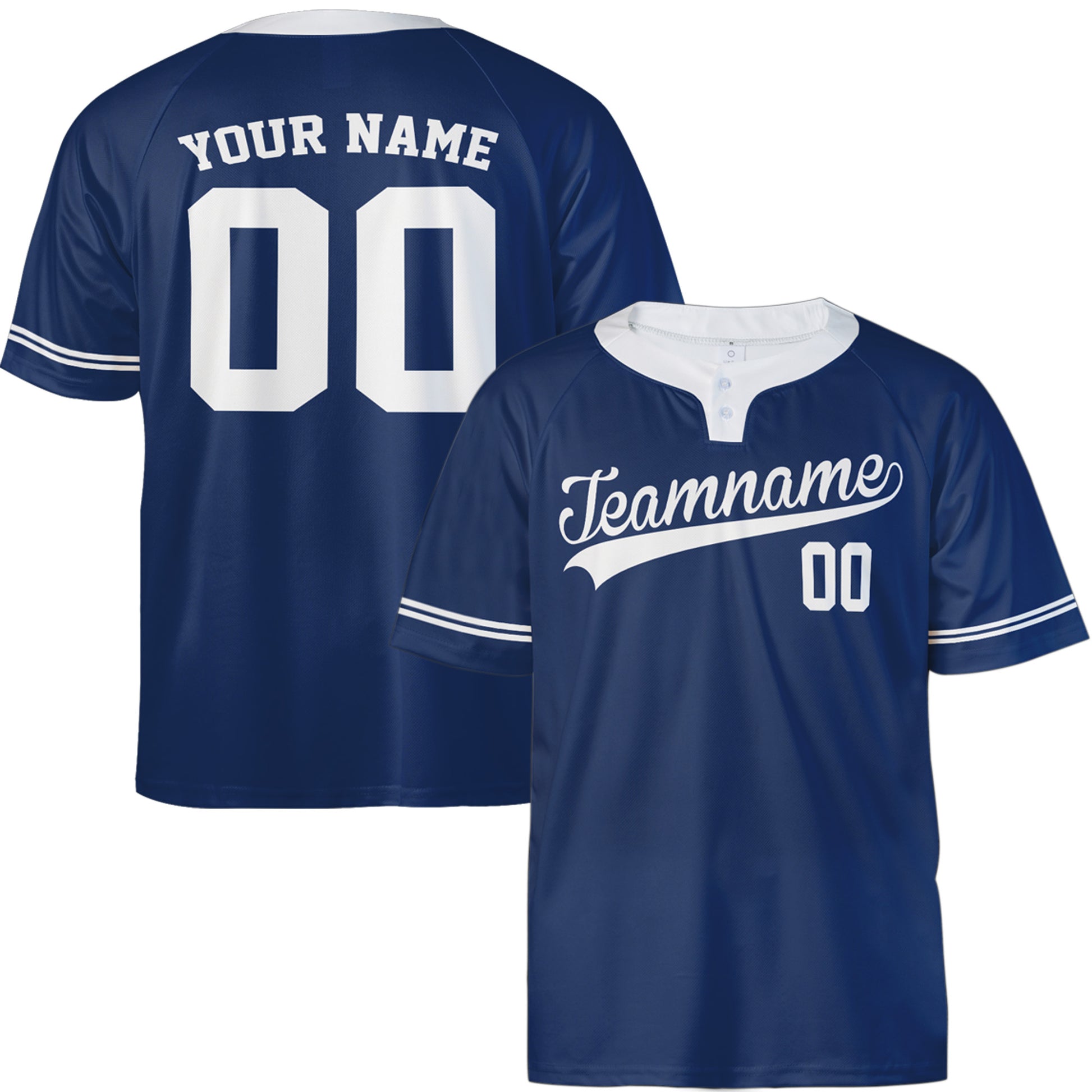 Custom Two Button Softball Jersey Navy and White – Design Your Own