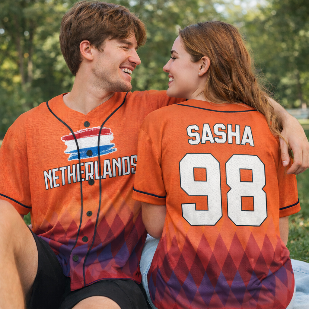 Custom Netherlands Baseball Jersey Dutch Fan Map – Personalized Name Number