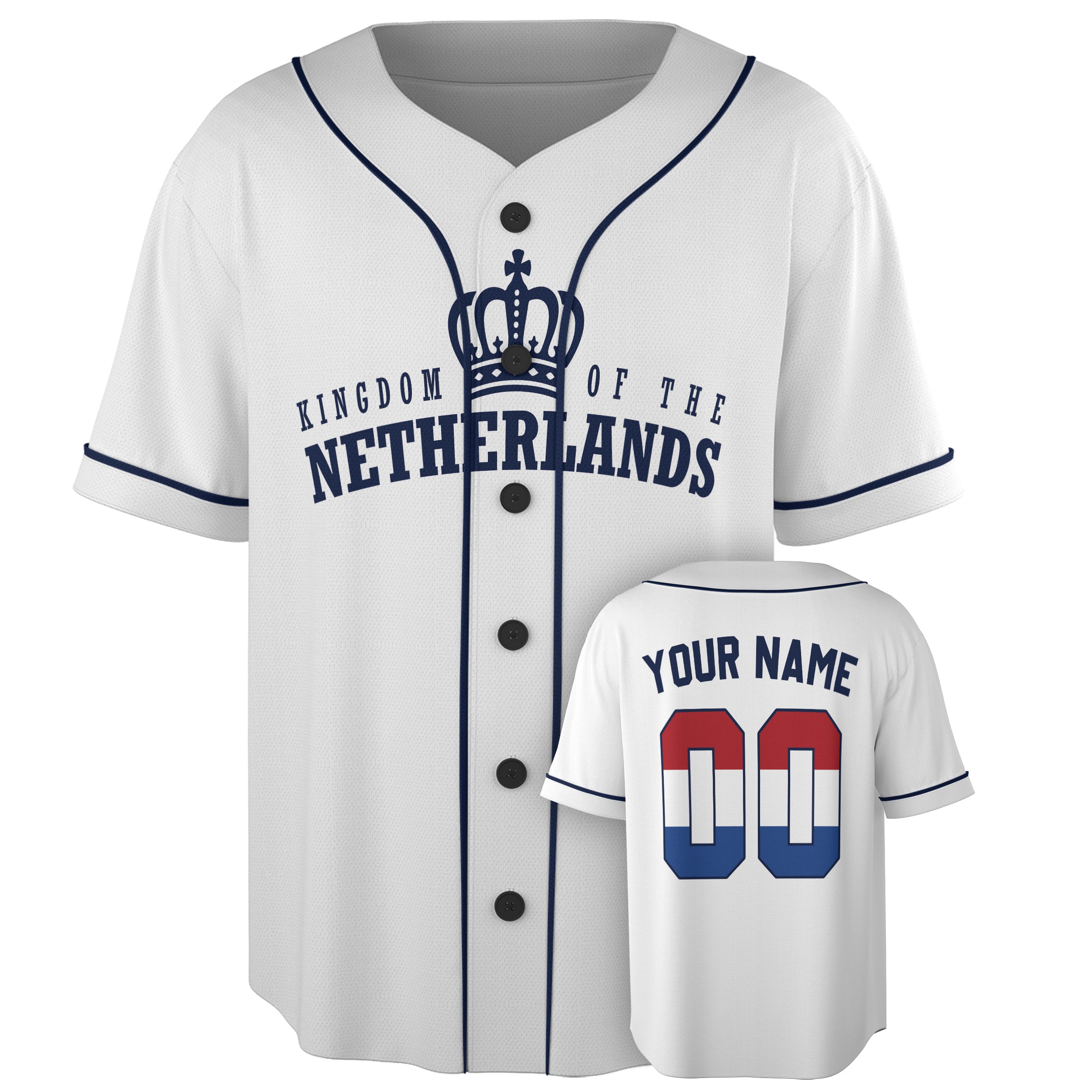 Custom Netherlands Baseball Jersey Dutch Fan Royal Crown – Personalized Name Number