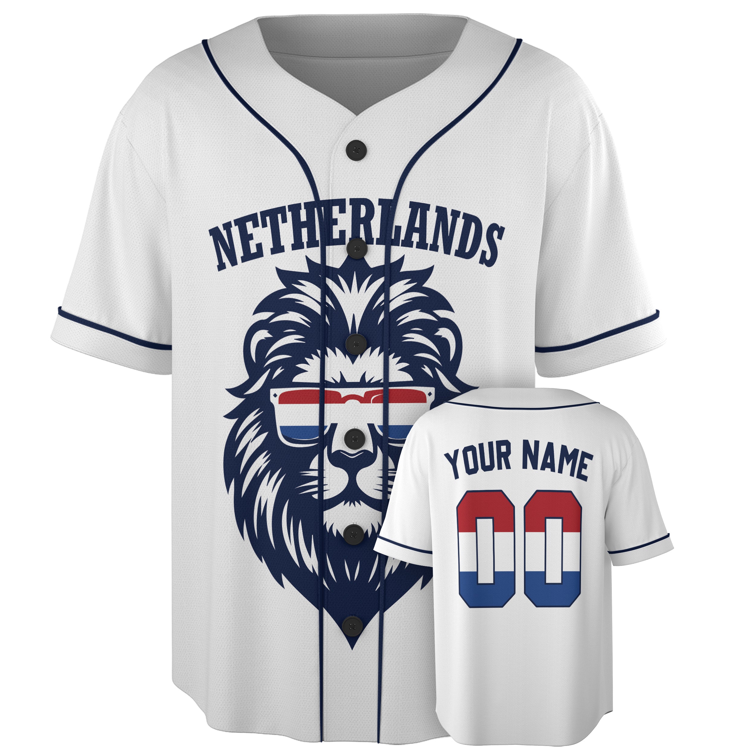 Custom Netherlands Baseball Jersey Dutch Fan Lion – Personalized Name Number