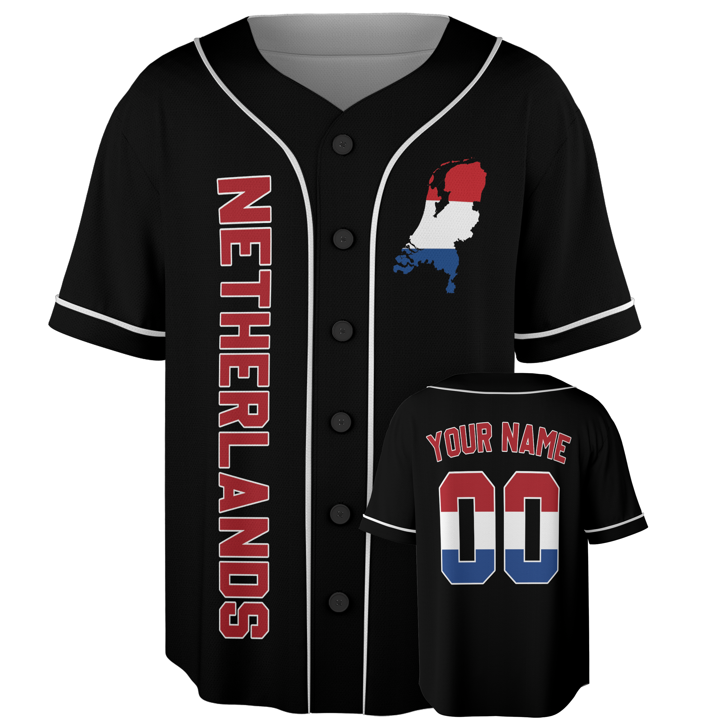 Custom Netherlands Baseball Jersey Dutch Fan Map – Personalized Name Number