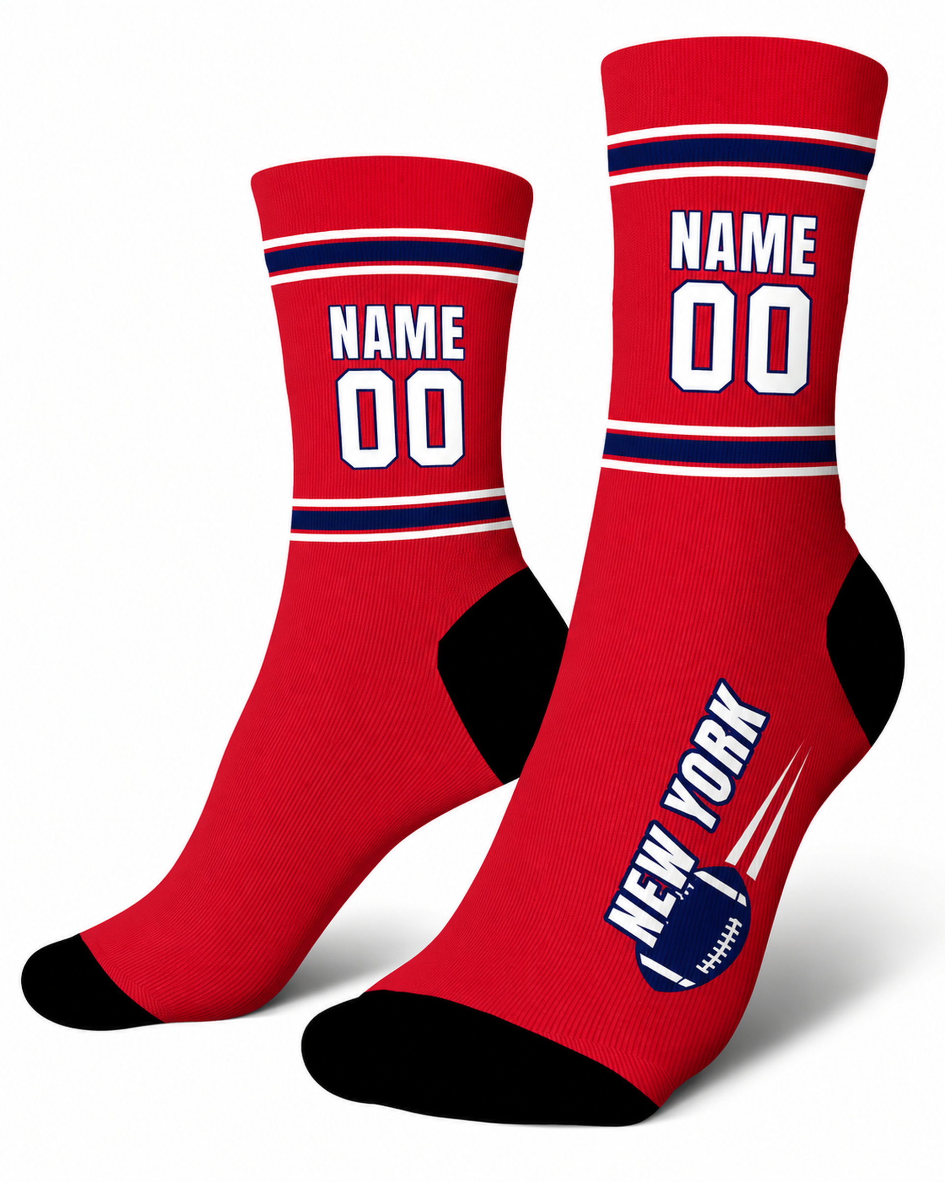 Custom City Sports Socks New York G Red - Personalized Name Number