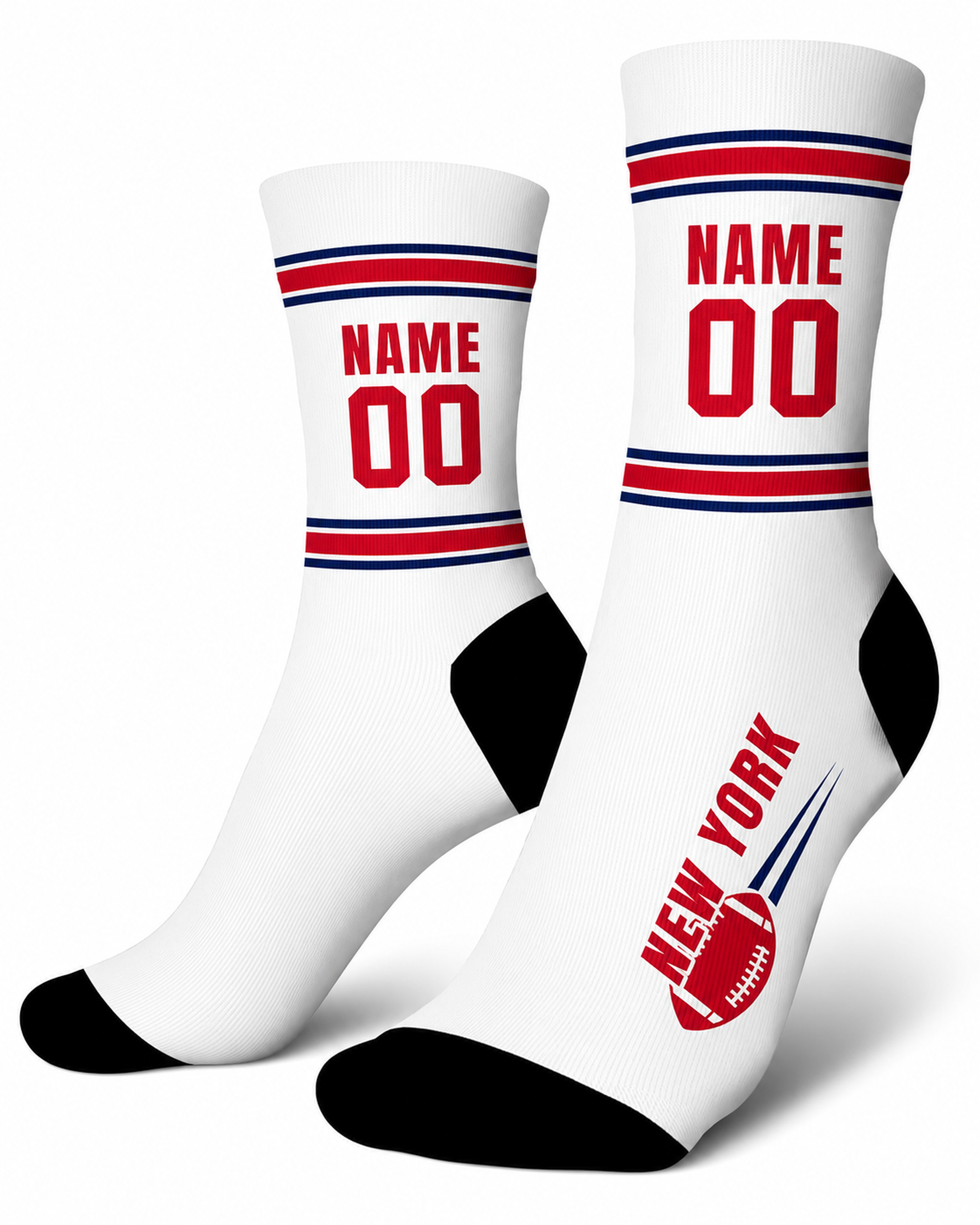 Custom City Sports Socks New York G White - Personalized Name Number