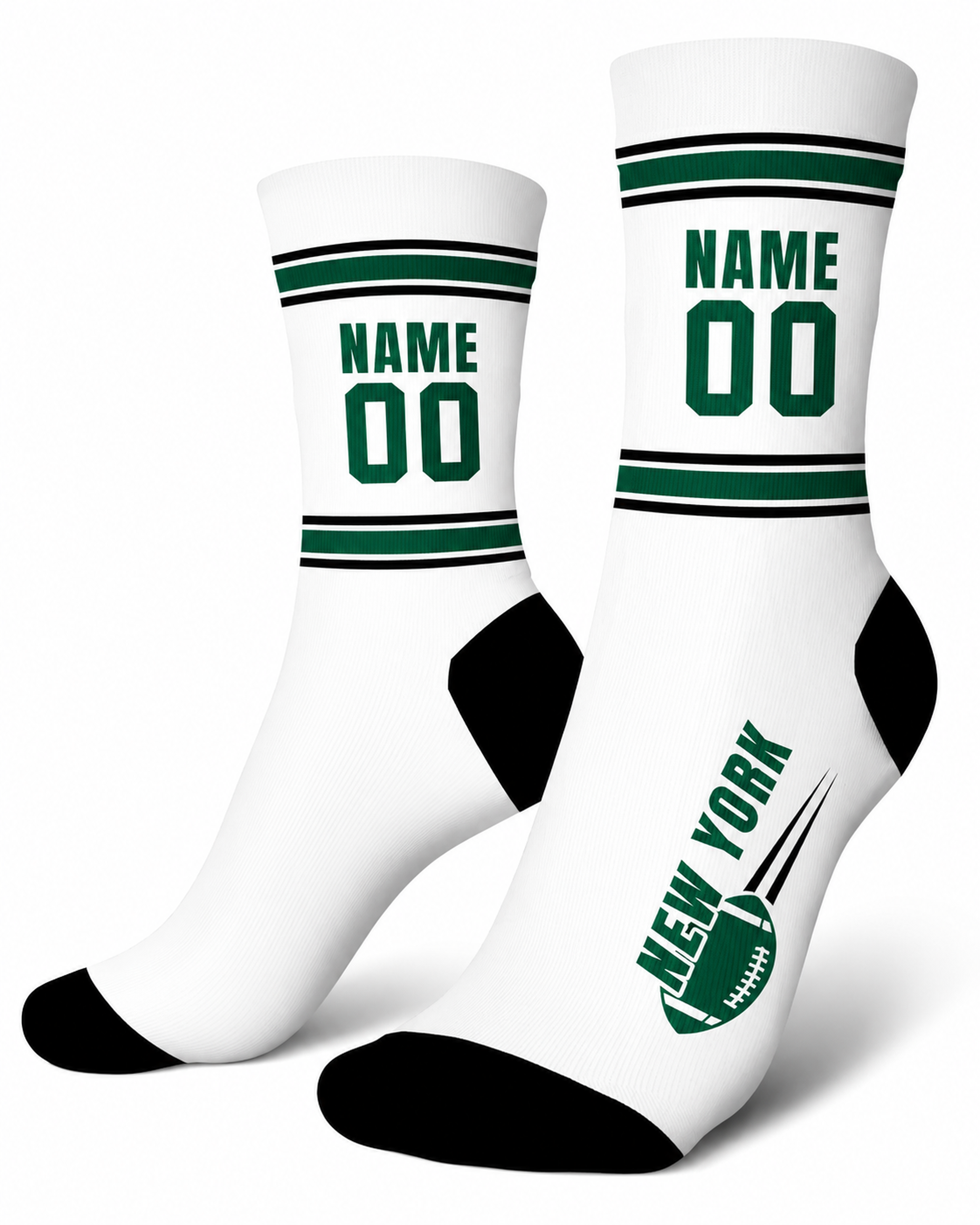 Custom City Sports Socks New York J White - Personalized Name Number