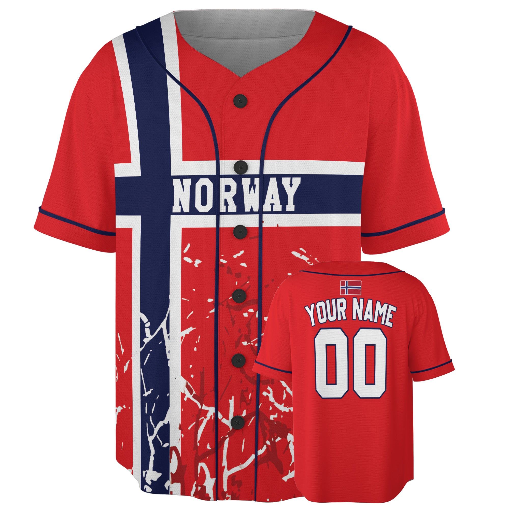 Custom Norway Baseball Jersey Norwegian Fan Cross Splash – Personalized Name Number