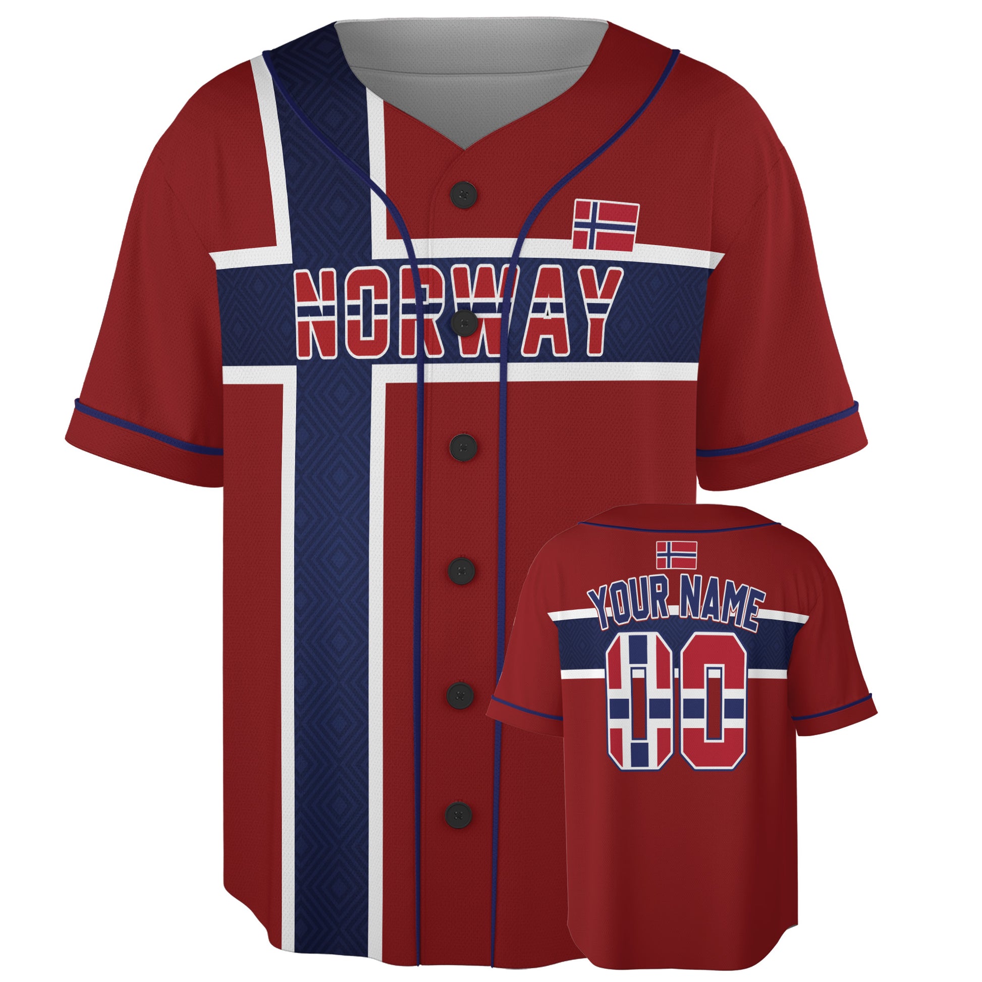 Custom Norway Baseball Jersey Norwegian Fan Nordic Cross – Personalized Name Number