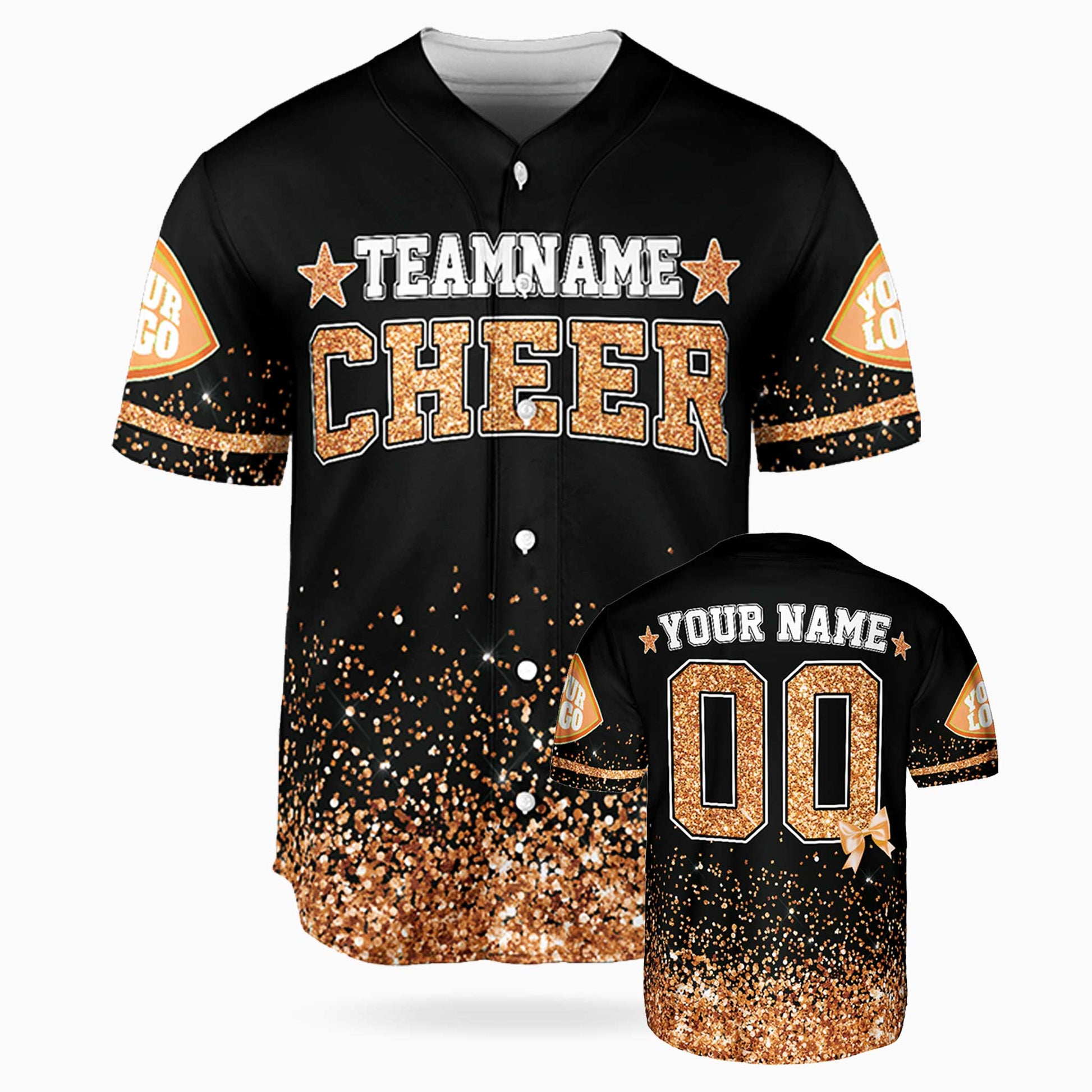 Custom Cheer Baseball Jersey Star Design Orange - Design Your Own