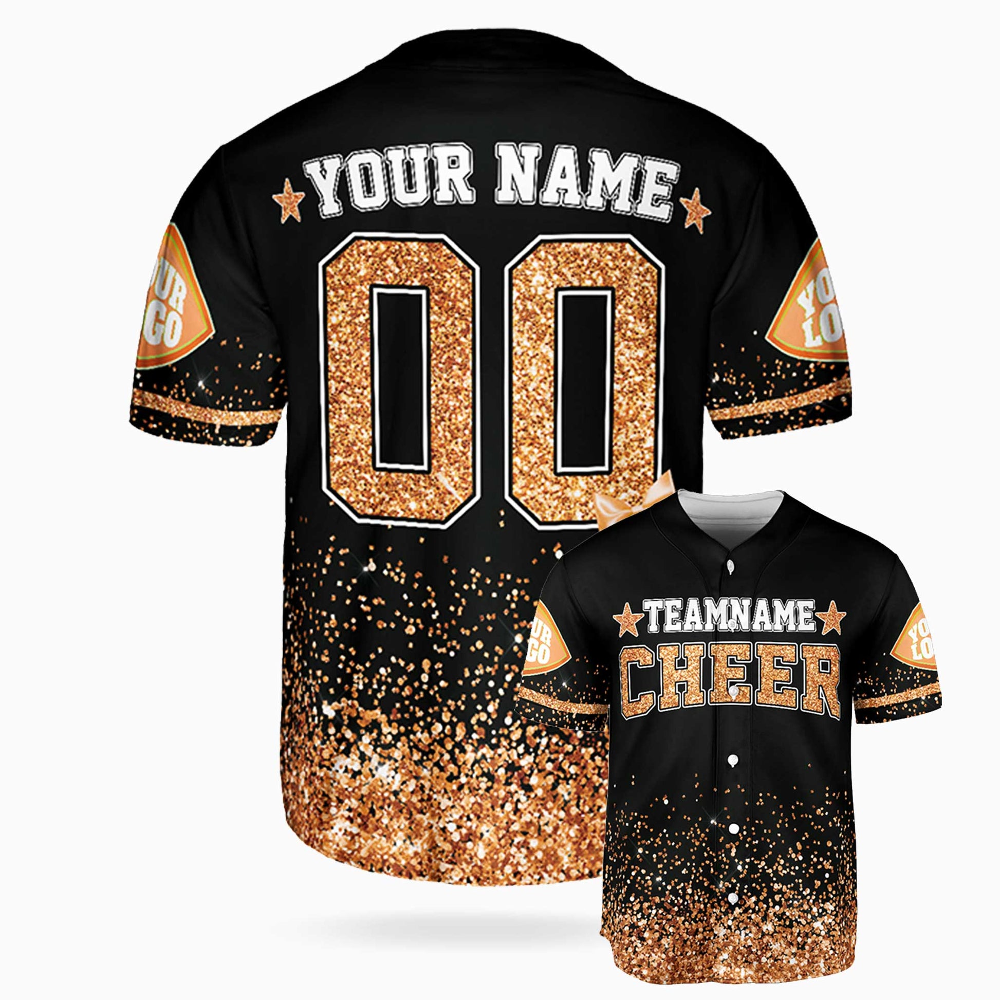 Custom Cheer Baseball Jersey Star Design Orange - Design Your Own