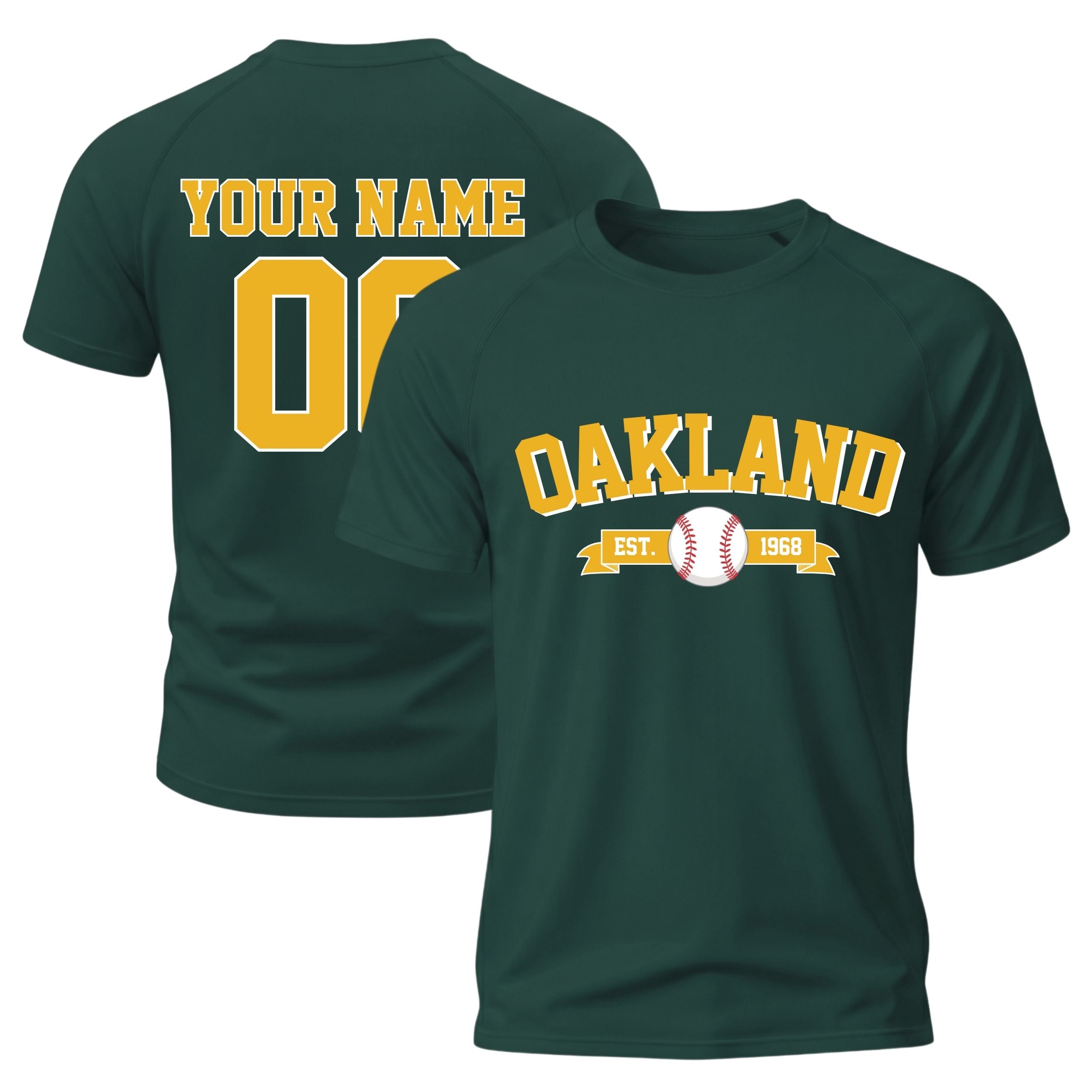 Custom City T-Shirt Baseball Style Oakland - Personalized Name Number