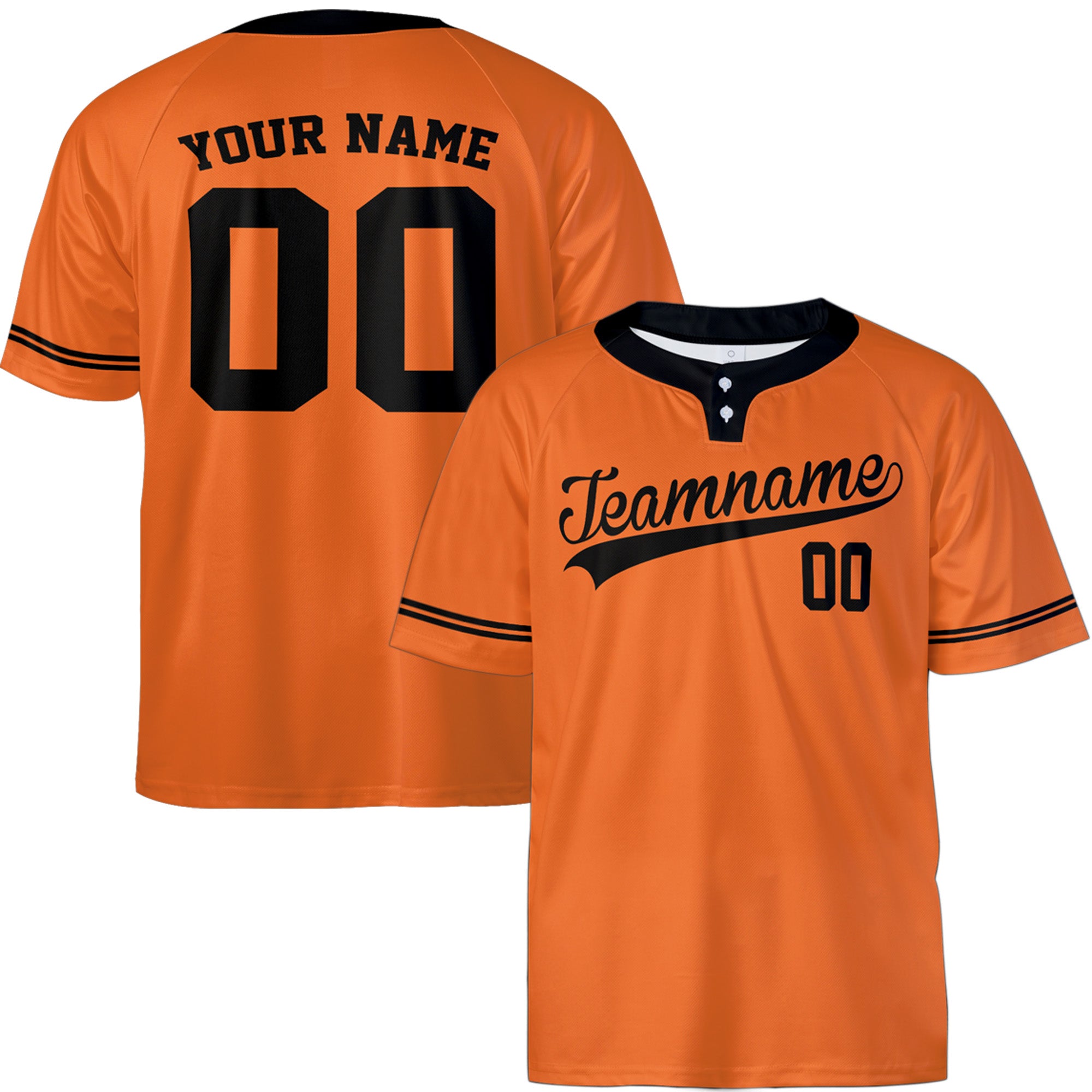 Custom Two Button Softball Jersey Orange and Black – Design Your Own