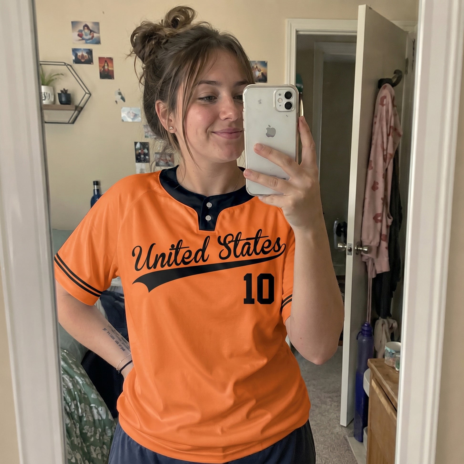 Custom Two Button Softball Jersey Orange and Black – Design Your Own