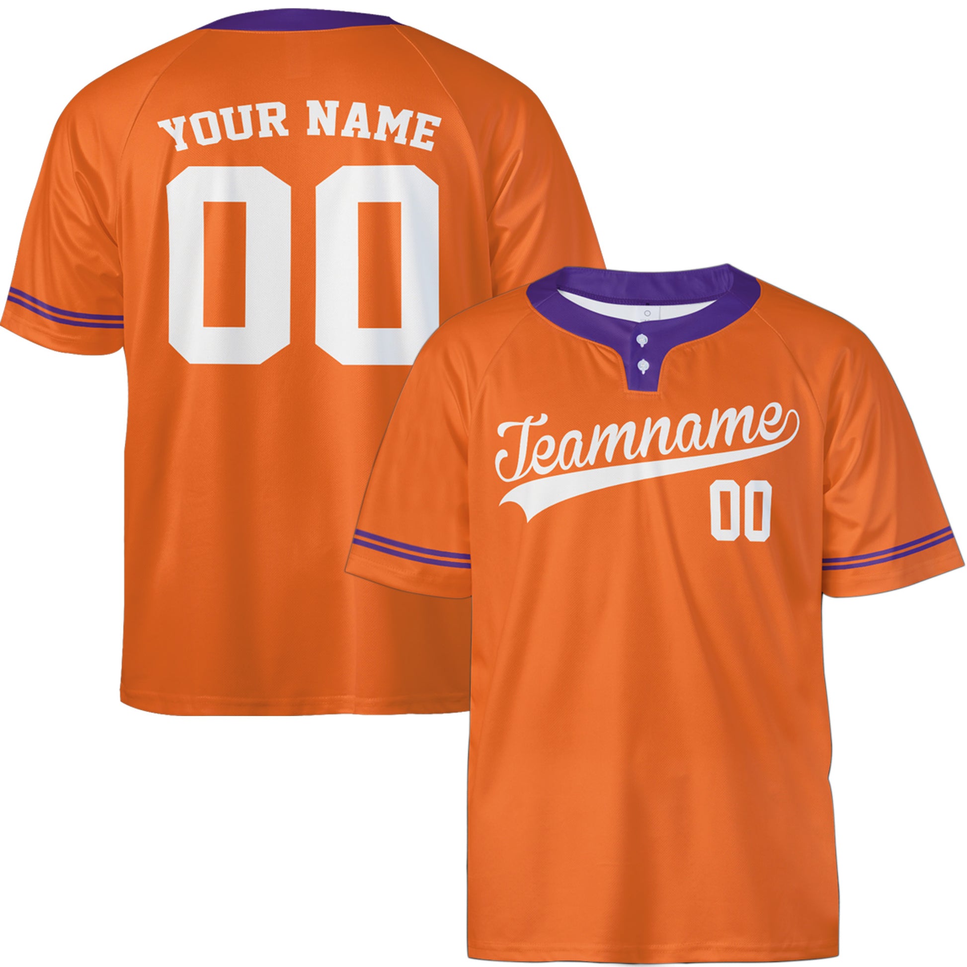 Custom Two Button Softball Jersey Orange, Purple and White – Design Your Own