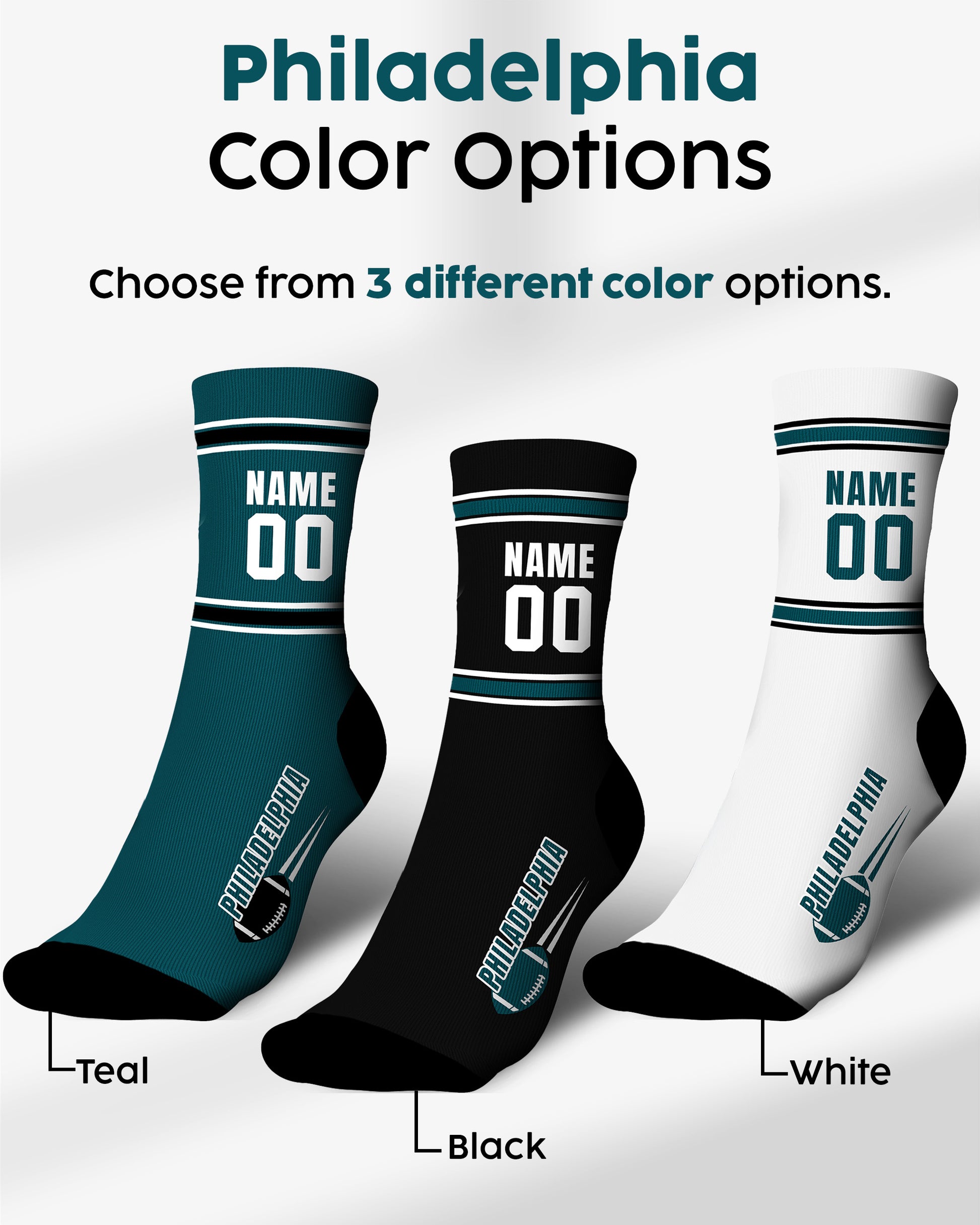 Custom City Sports Socks Philadelphia Black - Personalized Name Number