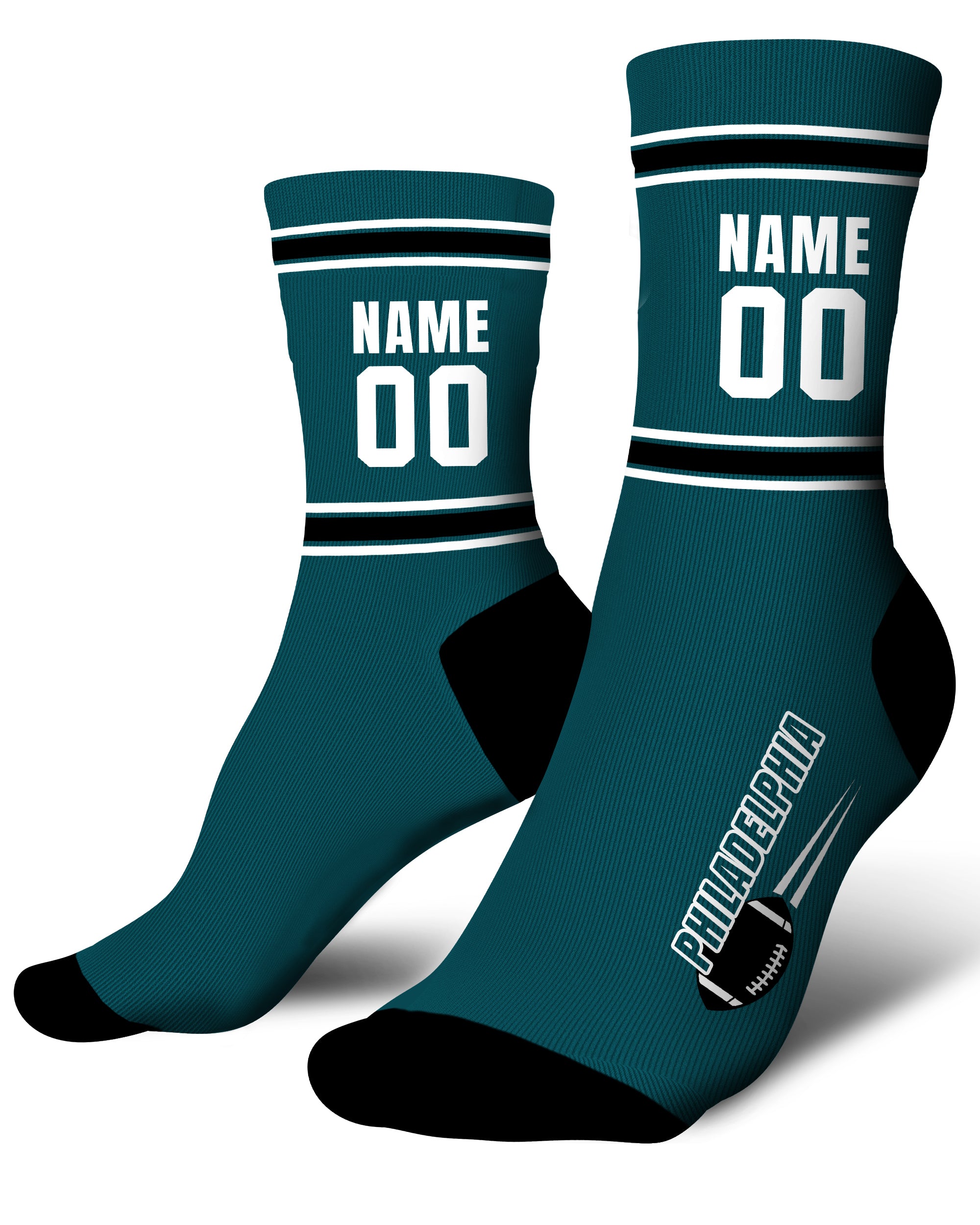 Custom City Sports Socks Philadelphia Teal - Personalized Name Number