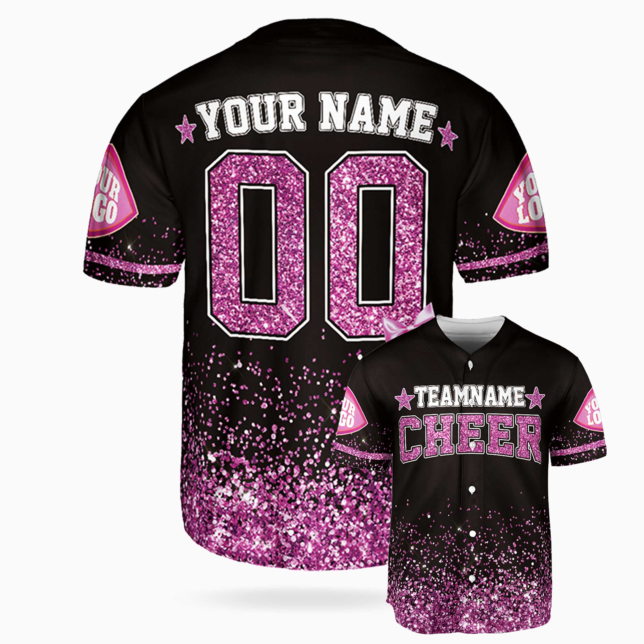 Custom Cheer Baseball Jersey Star Design Pink - Design Your Own