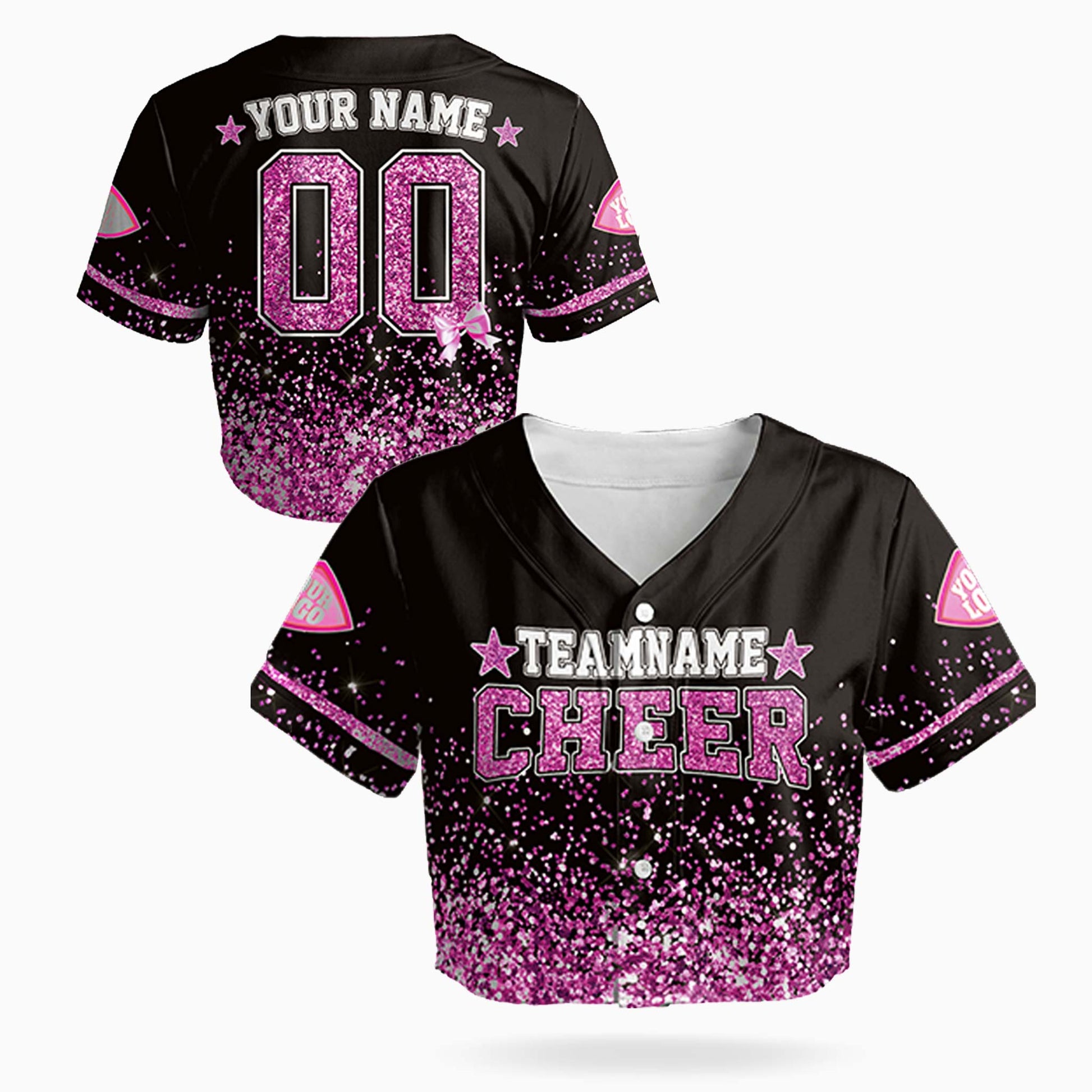 Custom Cheer Crop Baseball Jersey Star Design Pink - Design Your Own