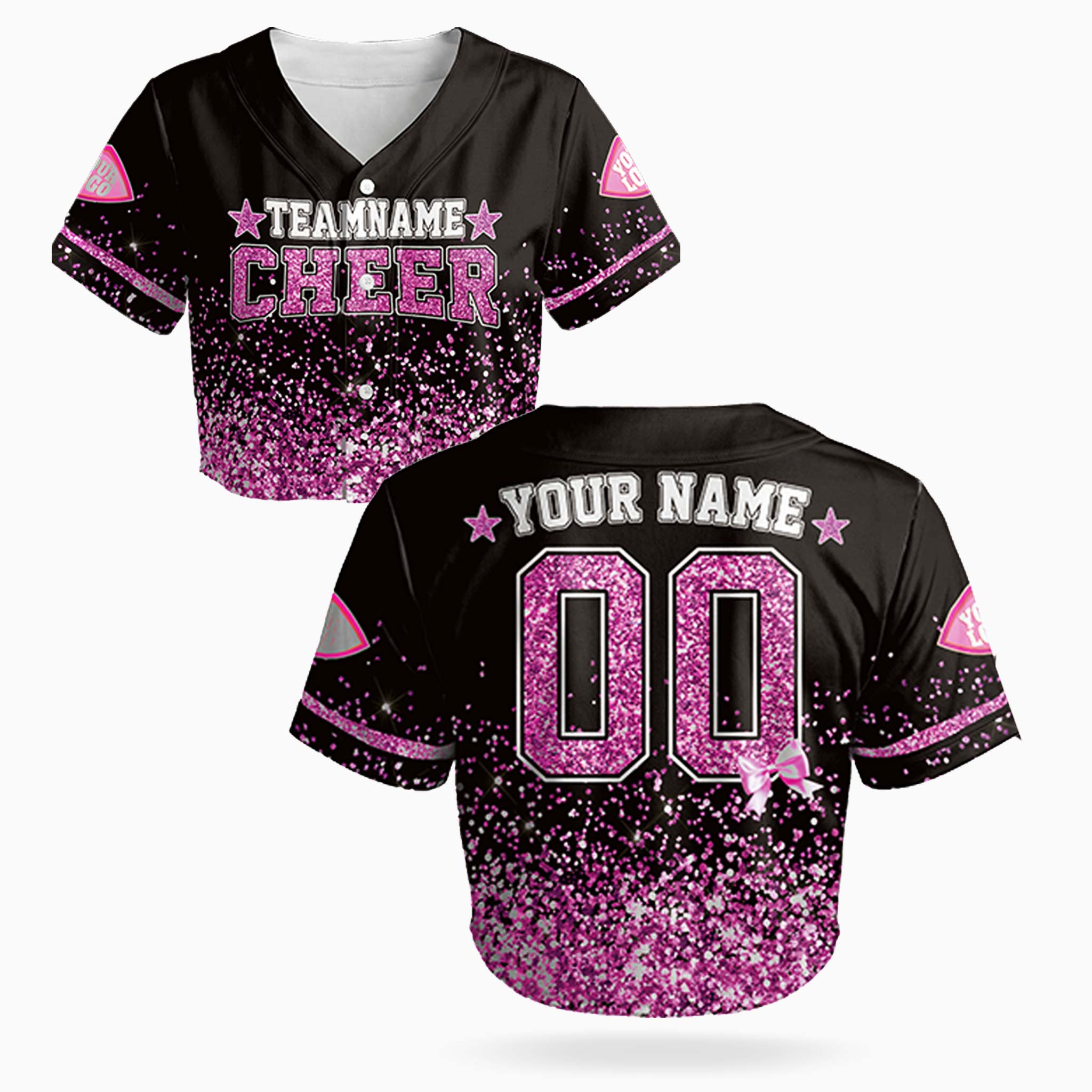 Custom Cheer Crop Baseball Jersey Star Design Pink - Design Your Own