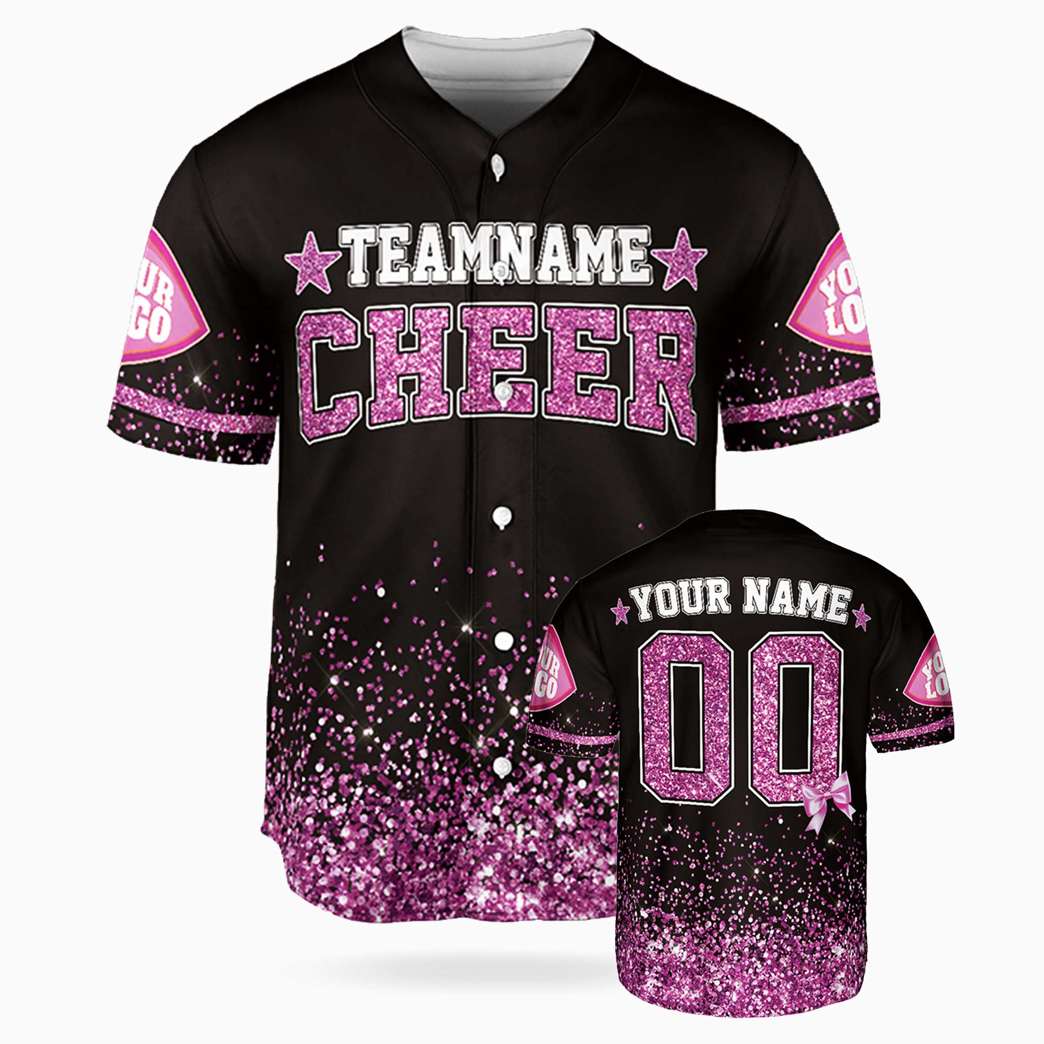 Custom Cheer Baseball Jersey Star Design Pink - Design Your Own