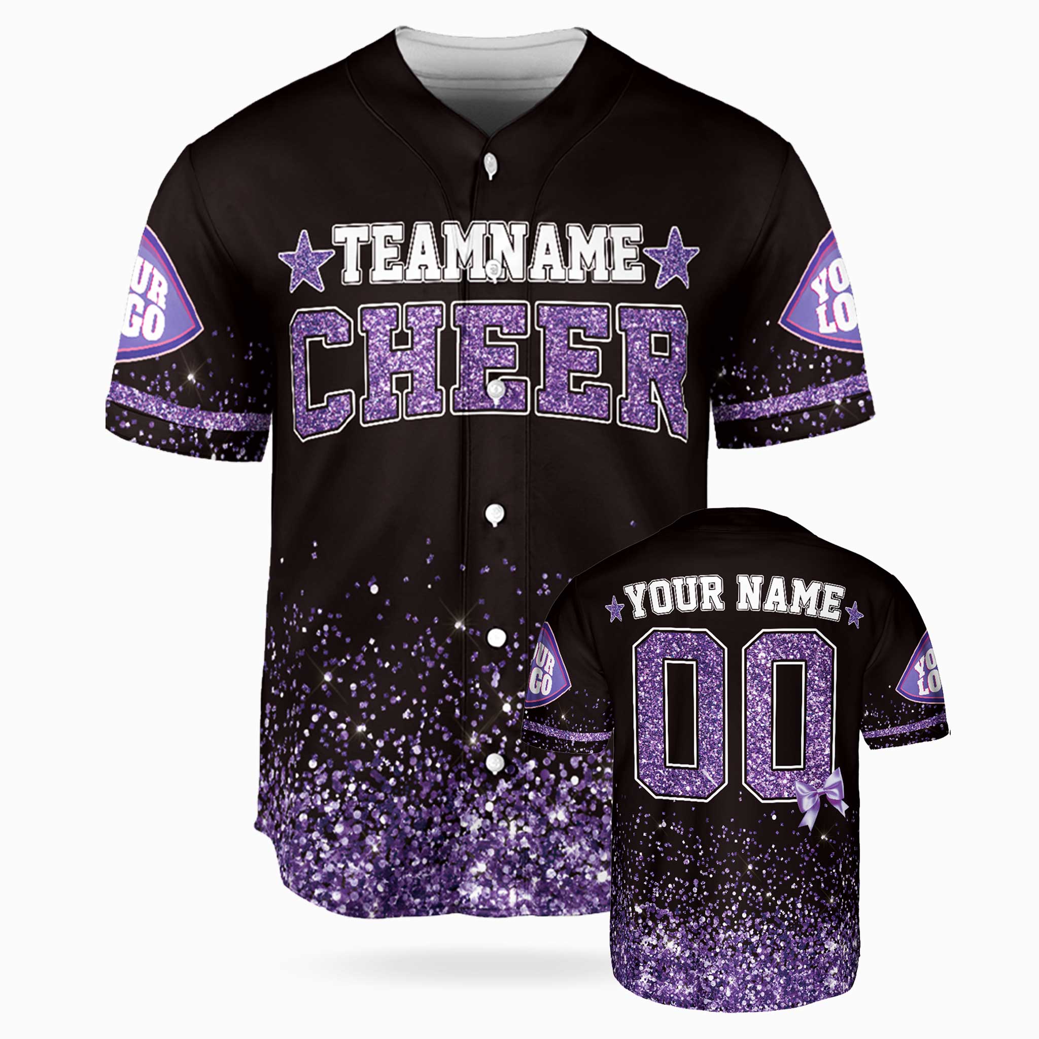 Custom Cheer Baseball Jersey Star Design Purple - Design Your Own