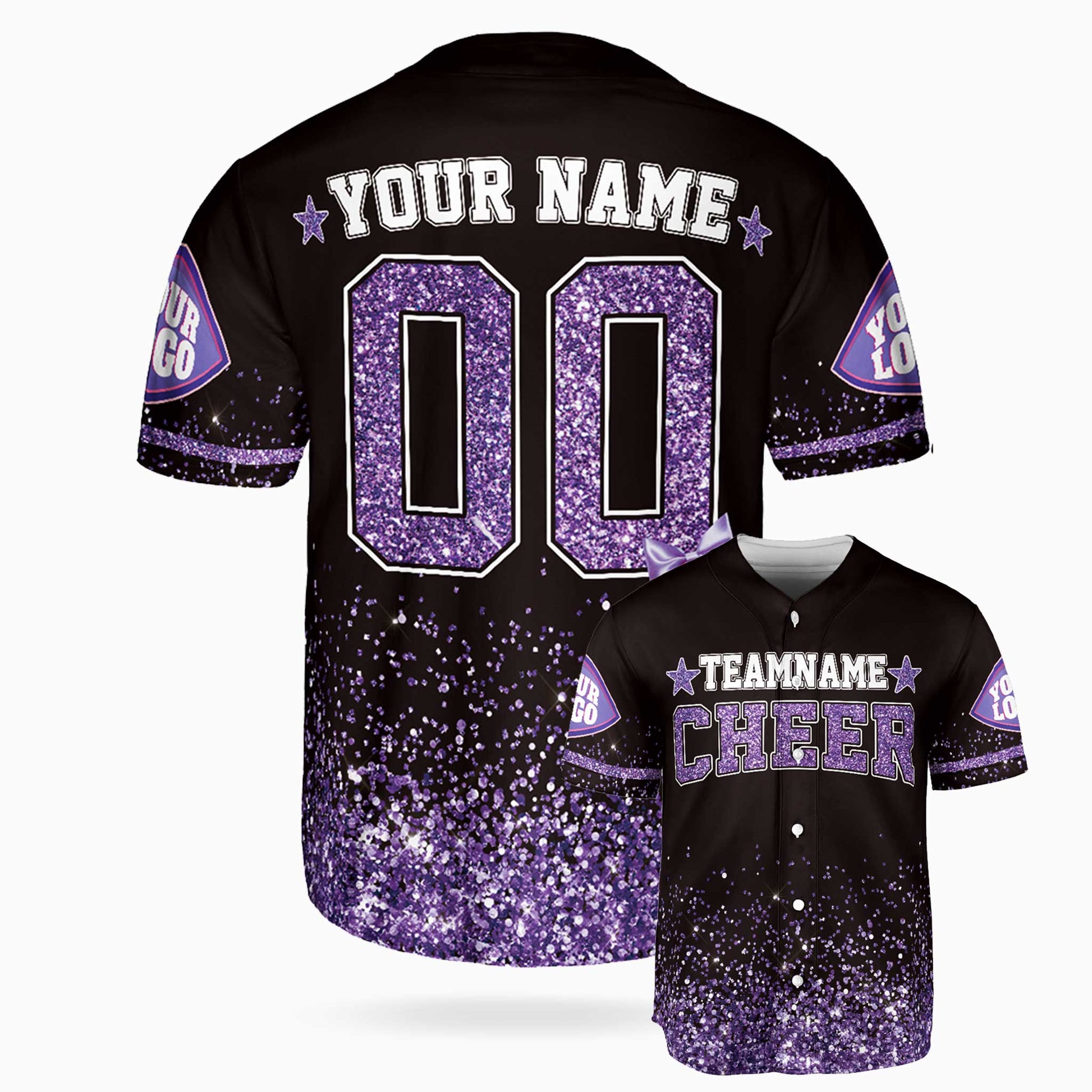 Custom Cheer Baseball Jersey Star Design Purple - Design Your Own