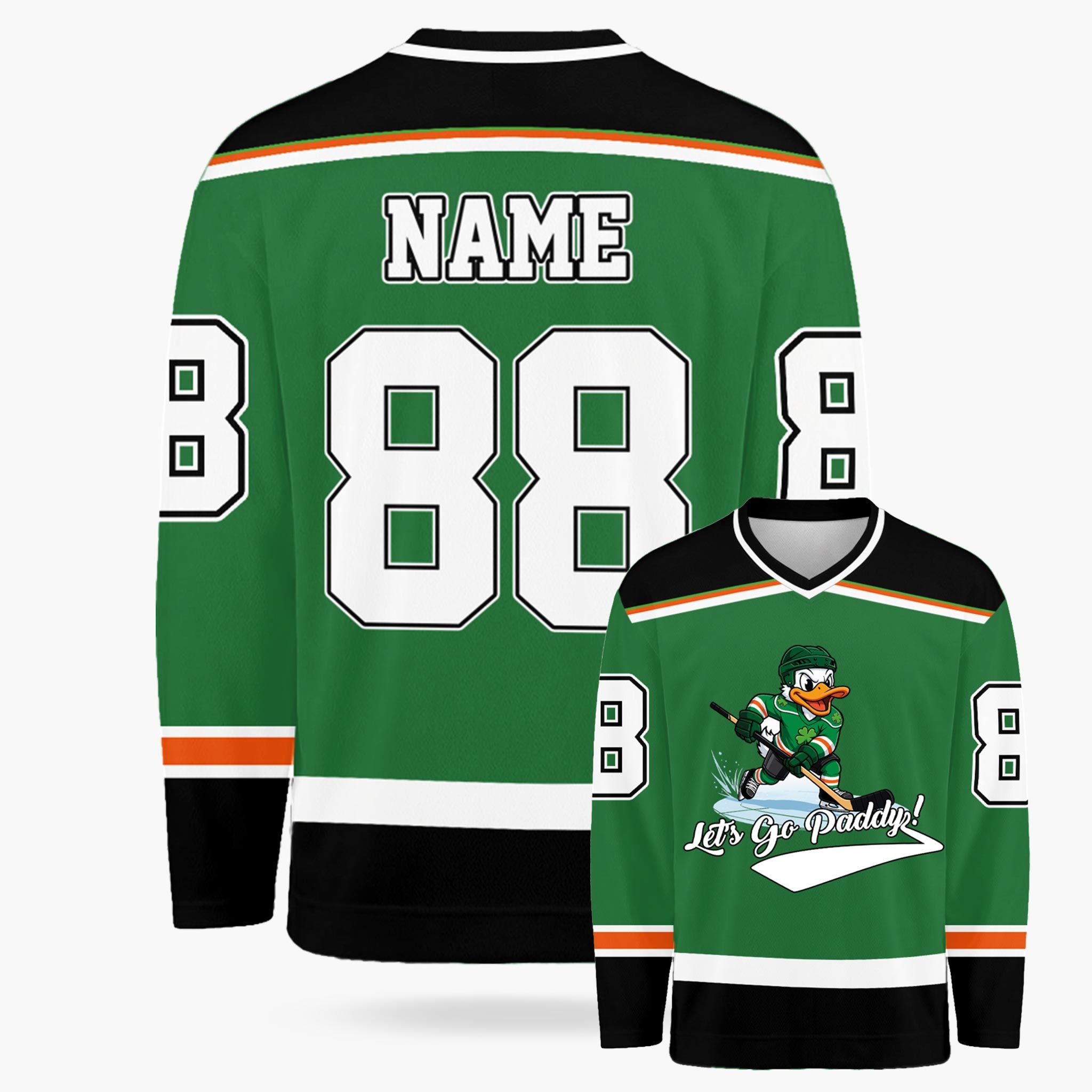 Custom St. Patrick's Day Hockey Jersey Paddy Duck - Design Your Own