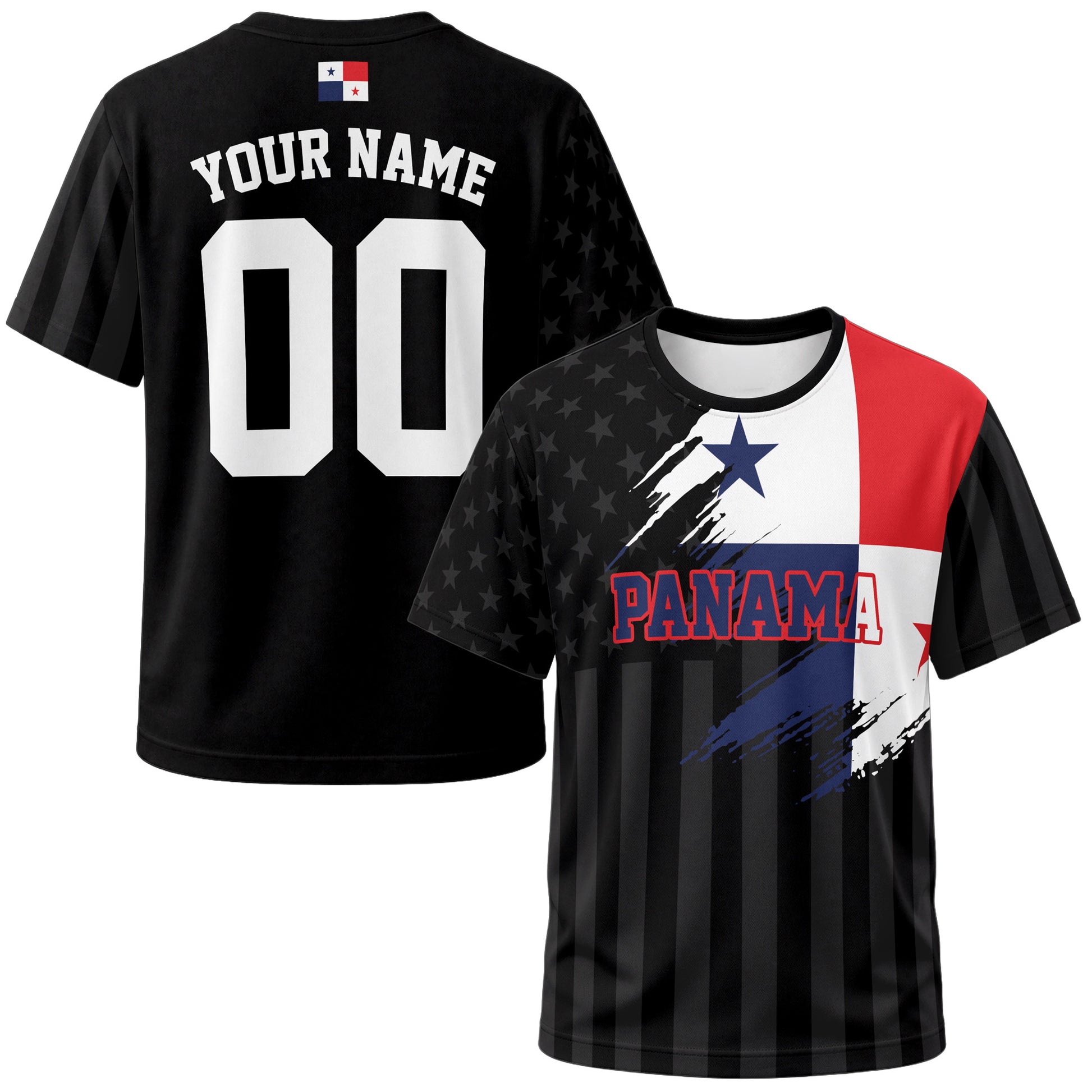 Custom Panama Soccer Jersey Panamanian Fan Flag Black – Personalized Name Number
