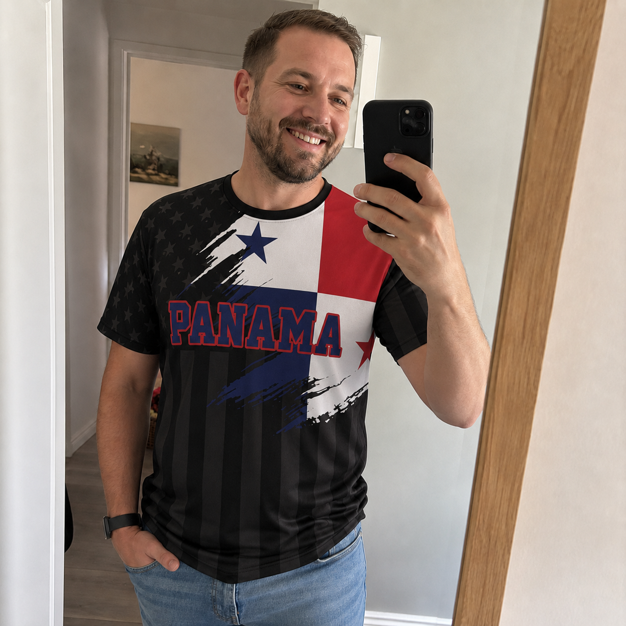 Custom Panama Soccer Jersey Panamanian Fan Flag Black – Personalized Name Number