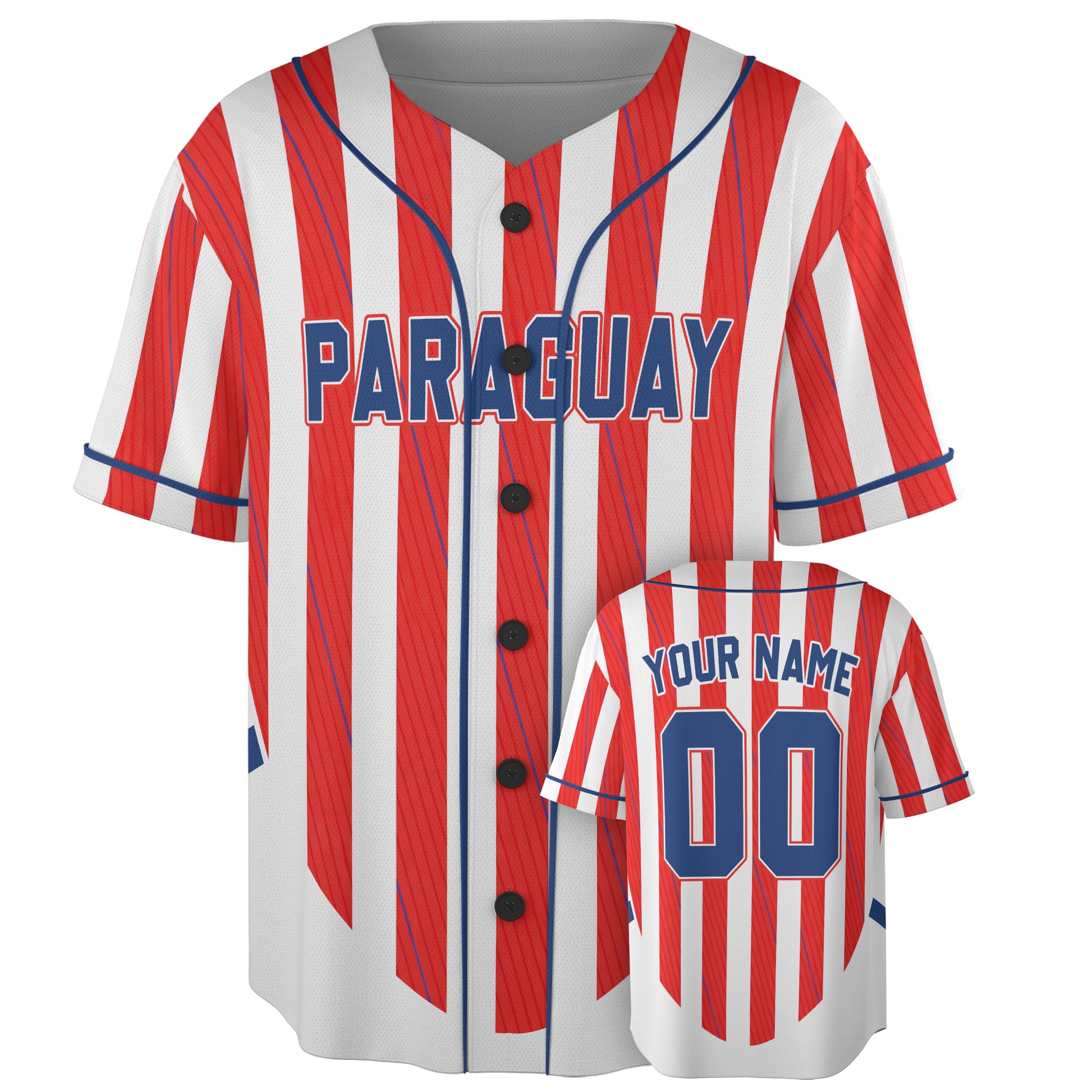 Custom Paraguay Baseball Jersey Paraguayan Fan Red Stripe – Personalized Name Number