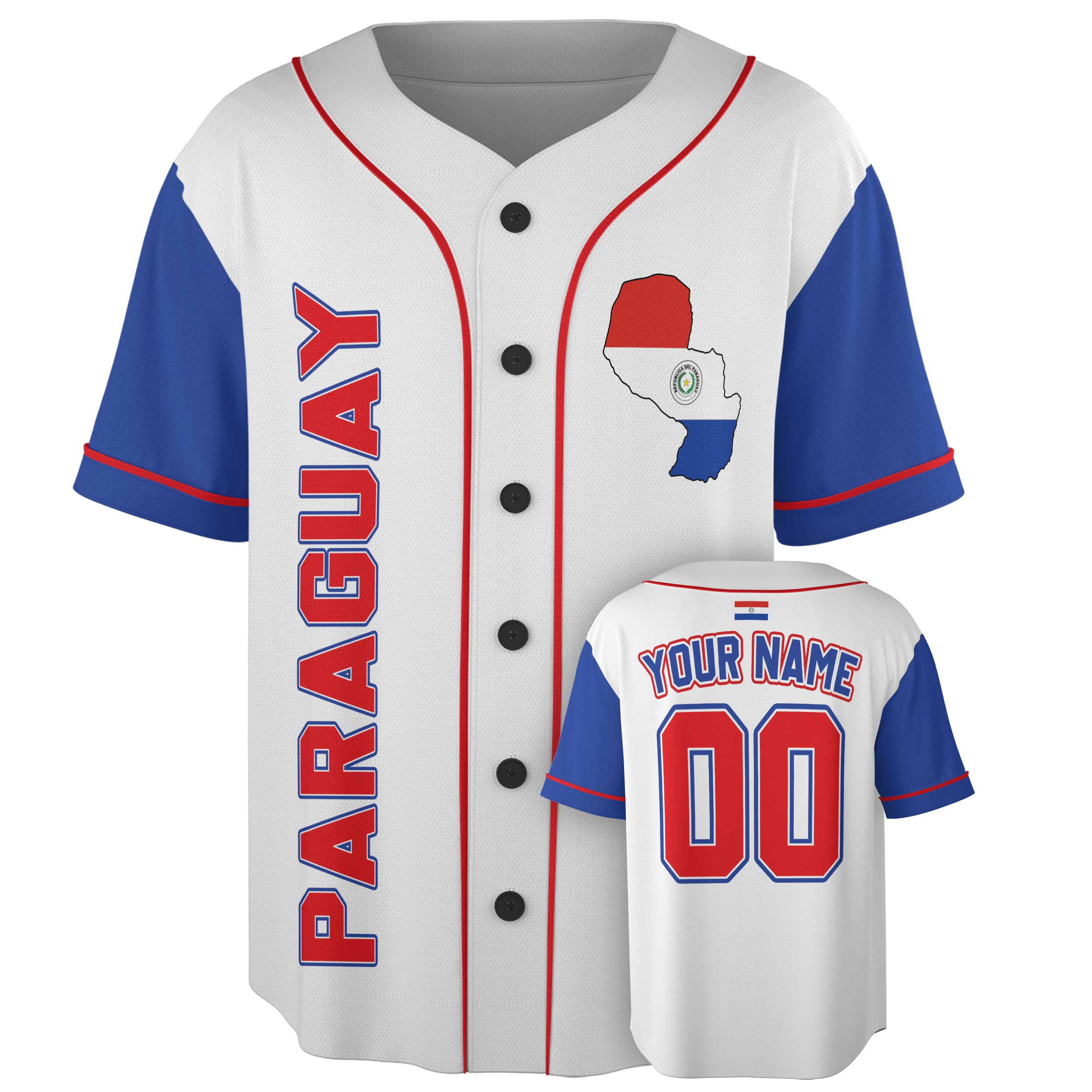 Custom Paraguay Baseball Jersey Paraguayan Fan Map Classic – Personalized Name Number