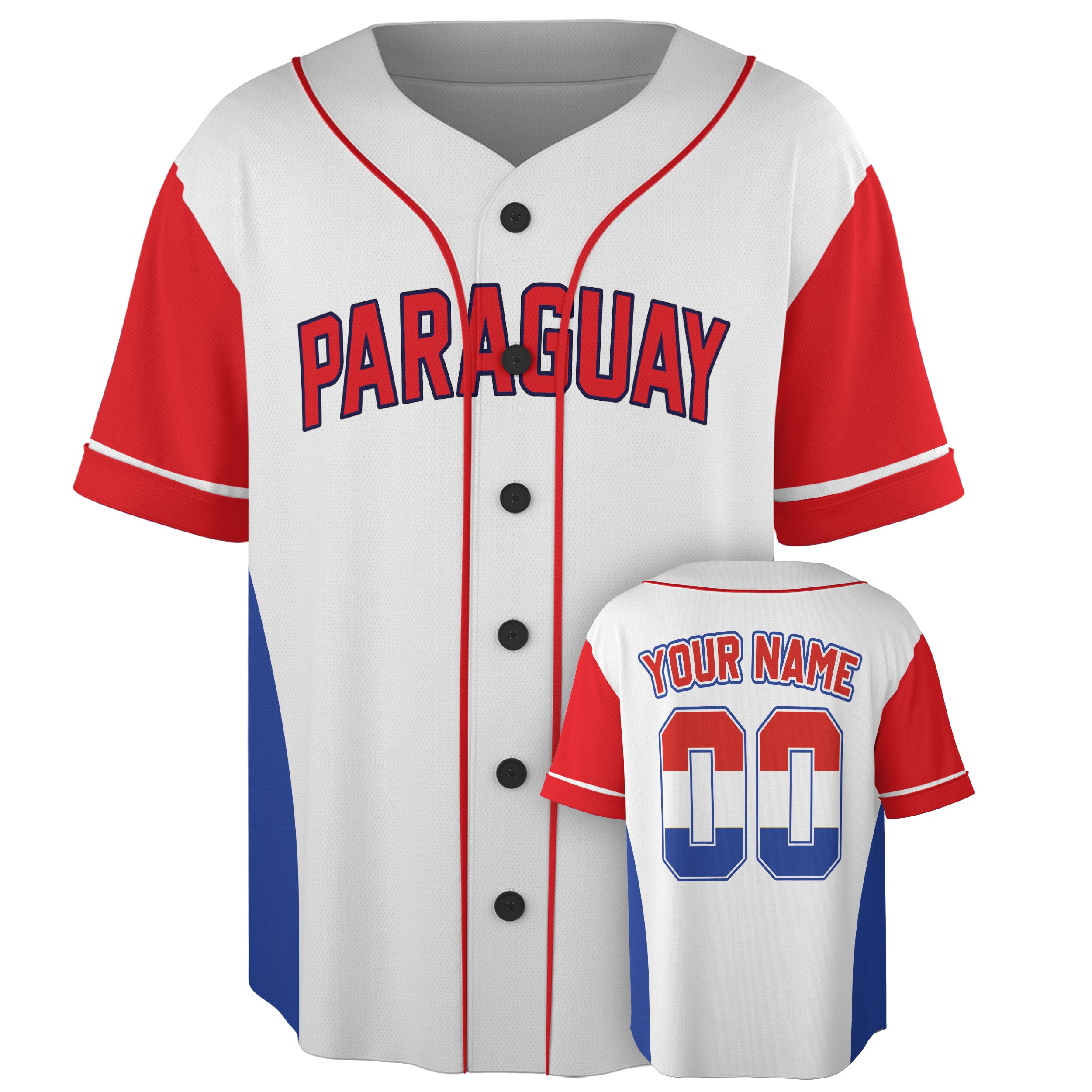 Custom Paraguay Baseball Jersey Paraguayan Fan Classic Block – Personalized Name Number