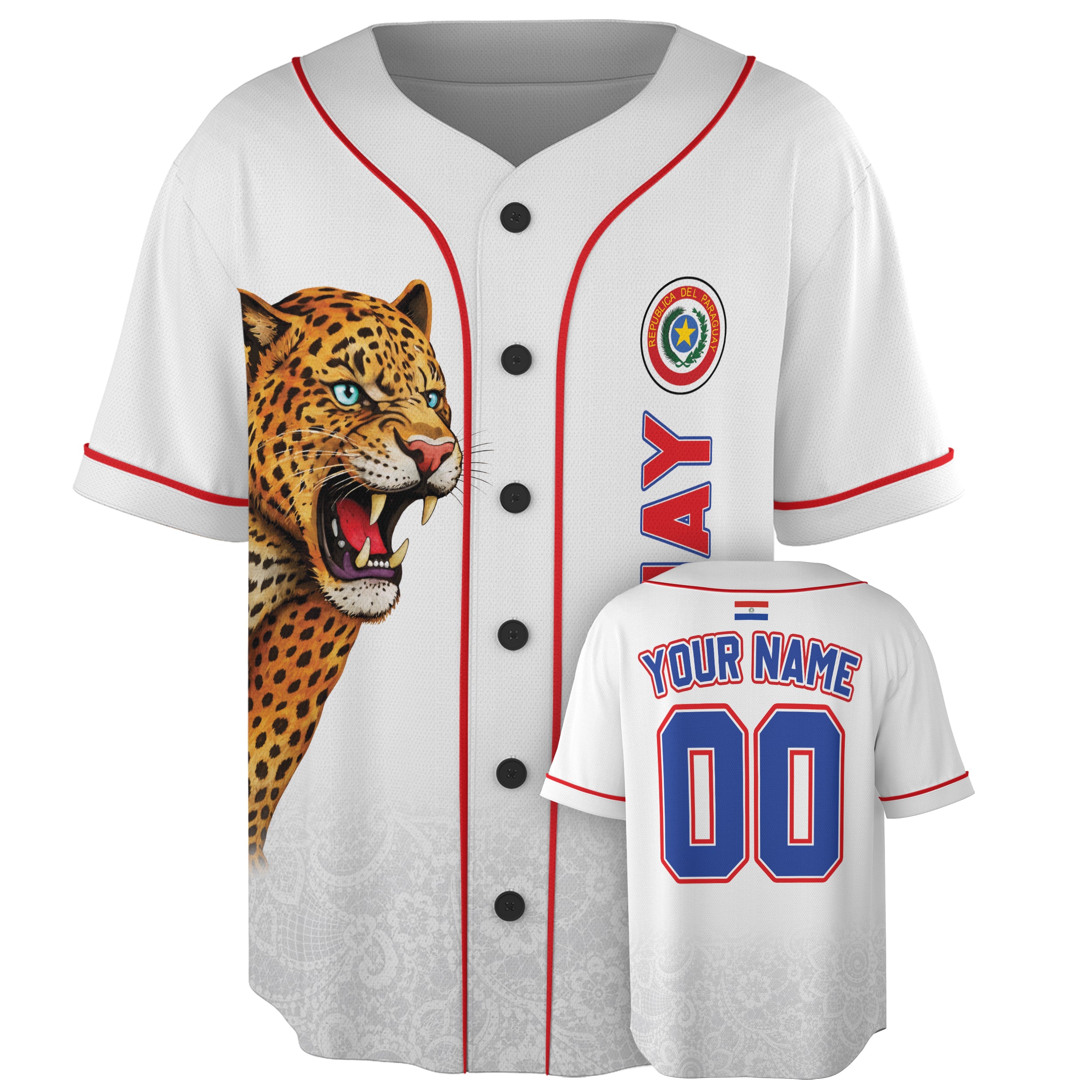 Custom Paraguay Baseball Jersey Paraguayan Fan Jaguar Roar – Personalized Name Number