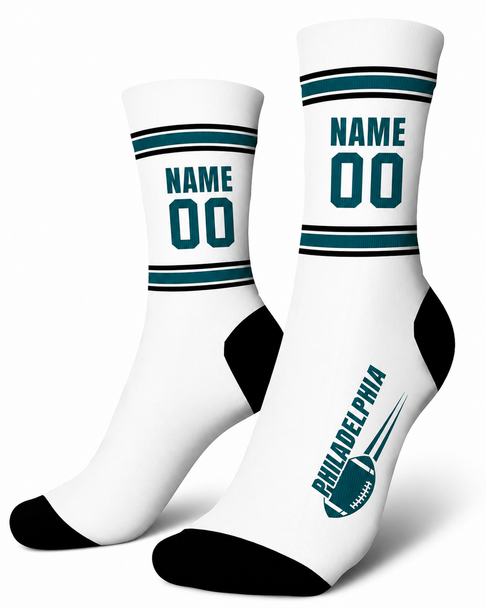 Custom City Sports Socks Philadelphia White - Personalized Name Number