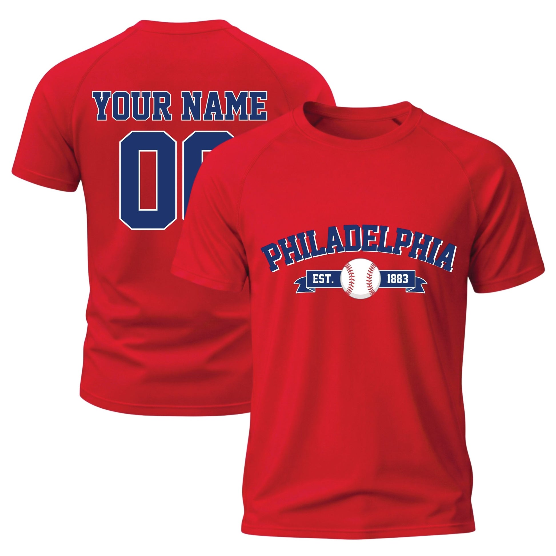 Custom City T-Shirt Baseball Style Philadelphia - Personalized Name Number