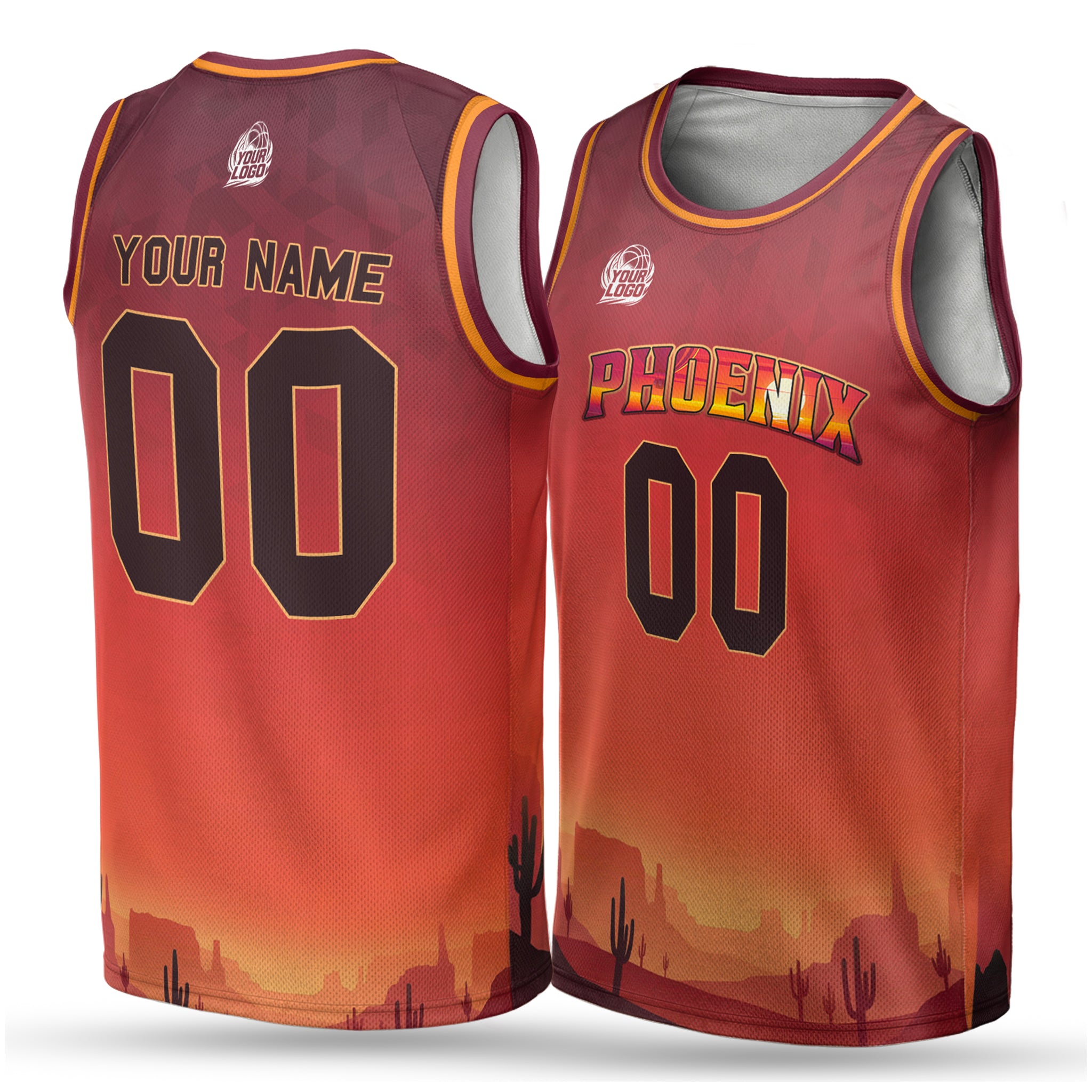 Custom City Basketball Jersey Phoenix Design - Add Your Name and Number